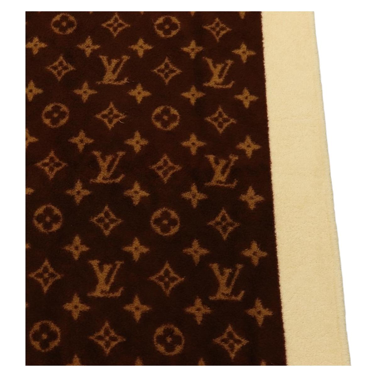 LOUIS VUITTON Blanket Bath Towel Cotton Beige LV Auth 211848V