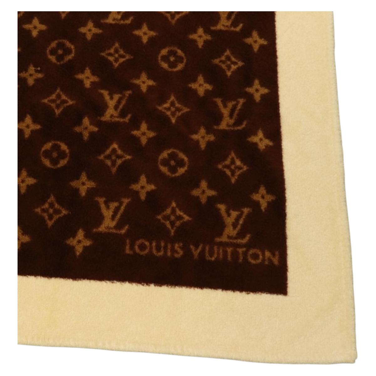 LOUIS VUITTON Blanket Bath Towel Cotton Beige LV Auth 211848V