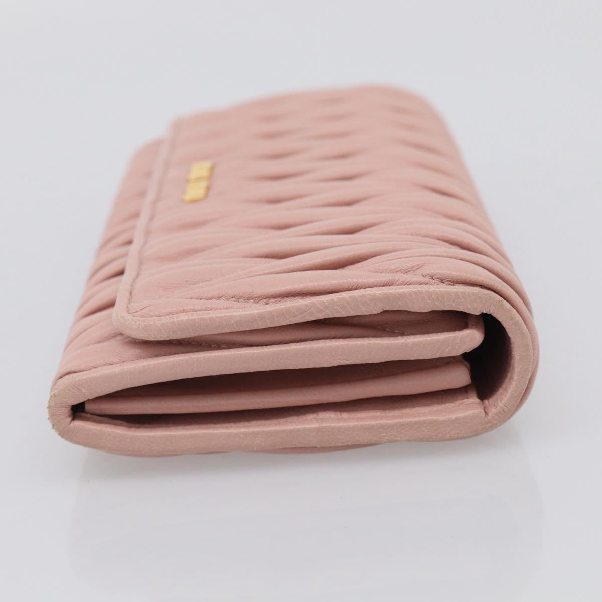 Miu Miu Matelasse Long Wallet Leather Pink Gold Auth 211849V
