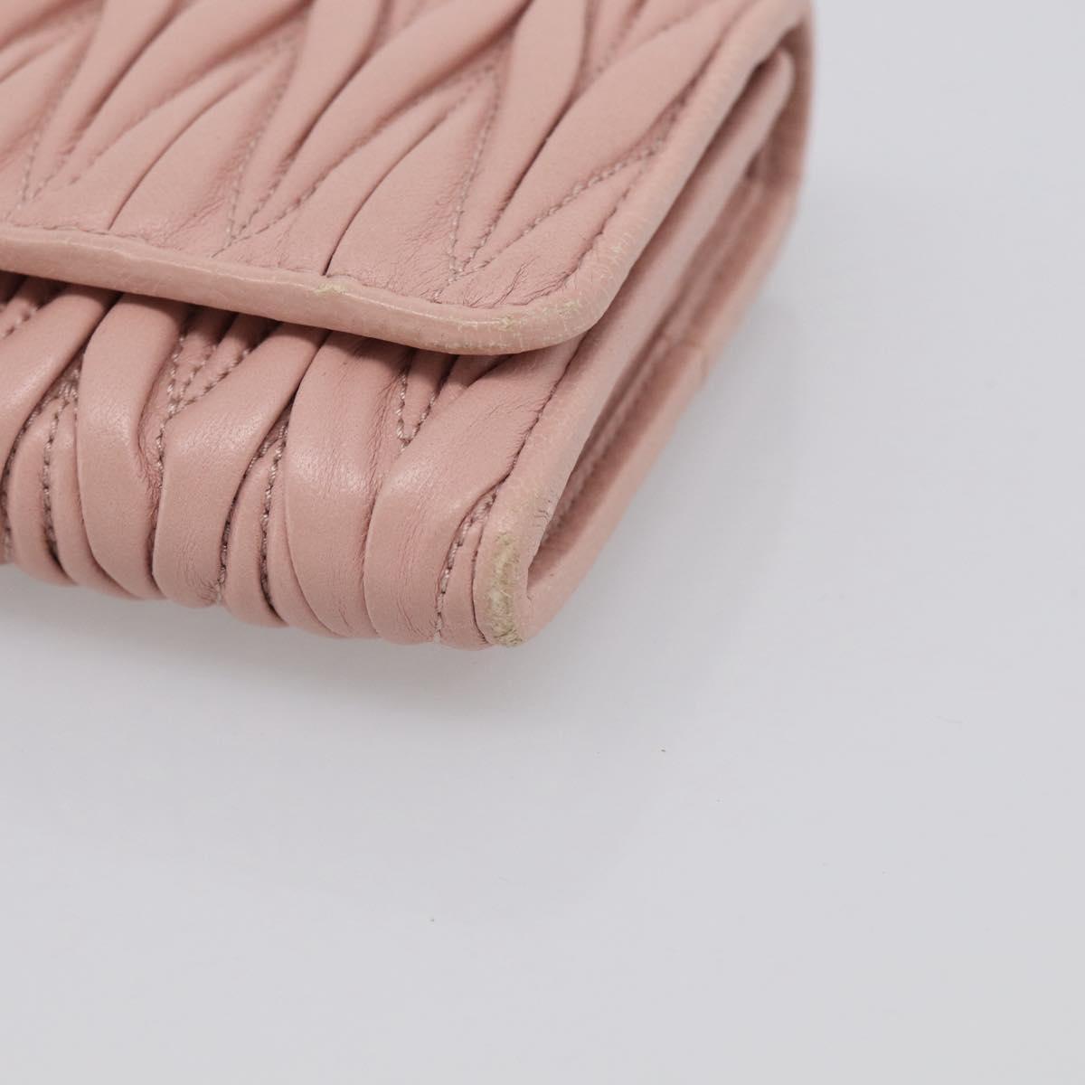 Miu Miu Matelasse Long Wallet Leather Pink Gold Auth 211849V