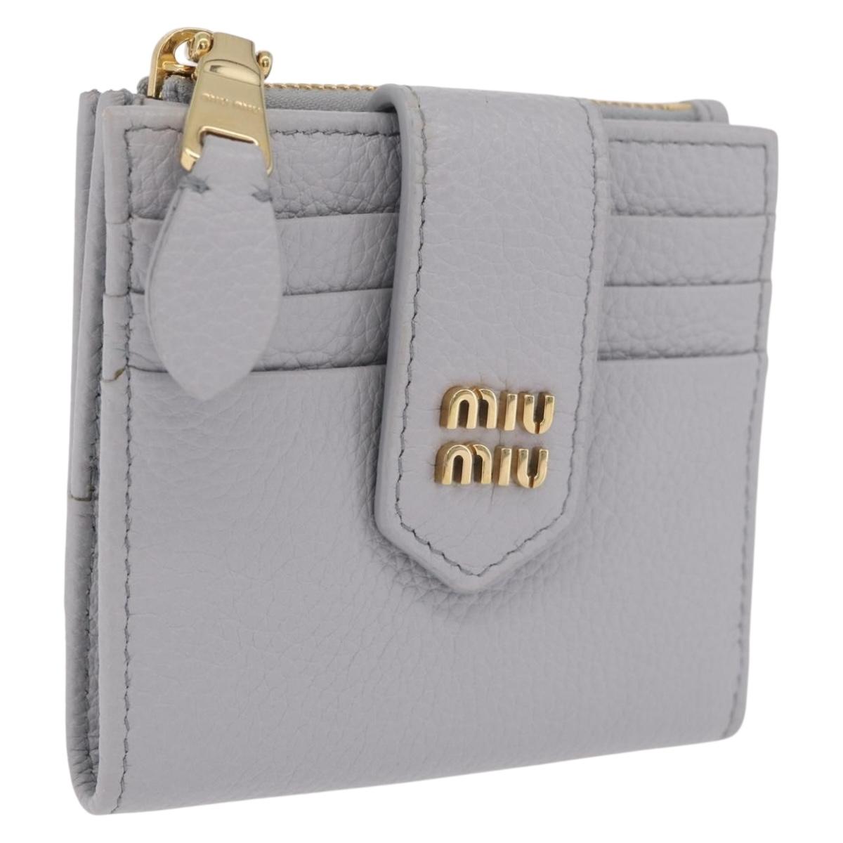 Miu Miu Wallet Leather Gray Gold Auth 211850M