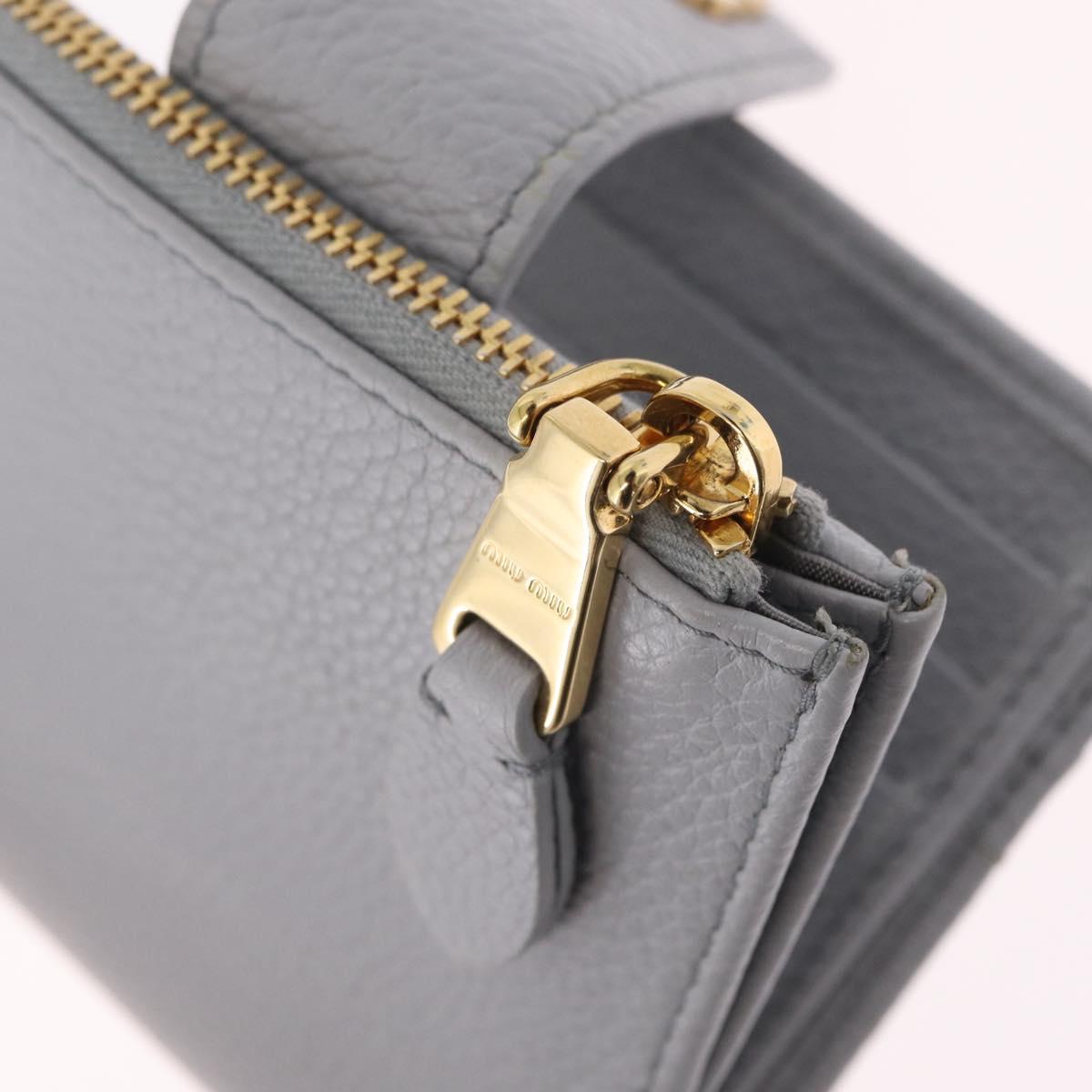 Miu Miu Wallet Leather Gray Gold Auth 211850M