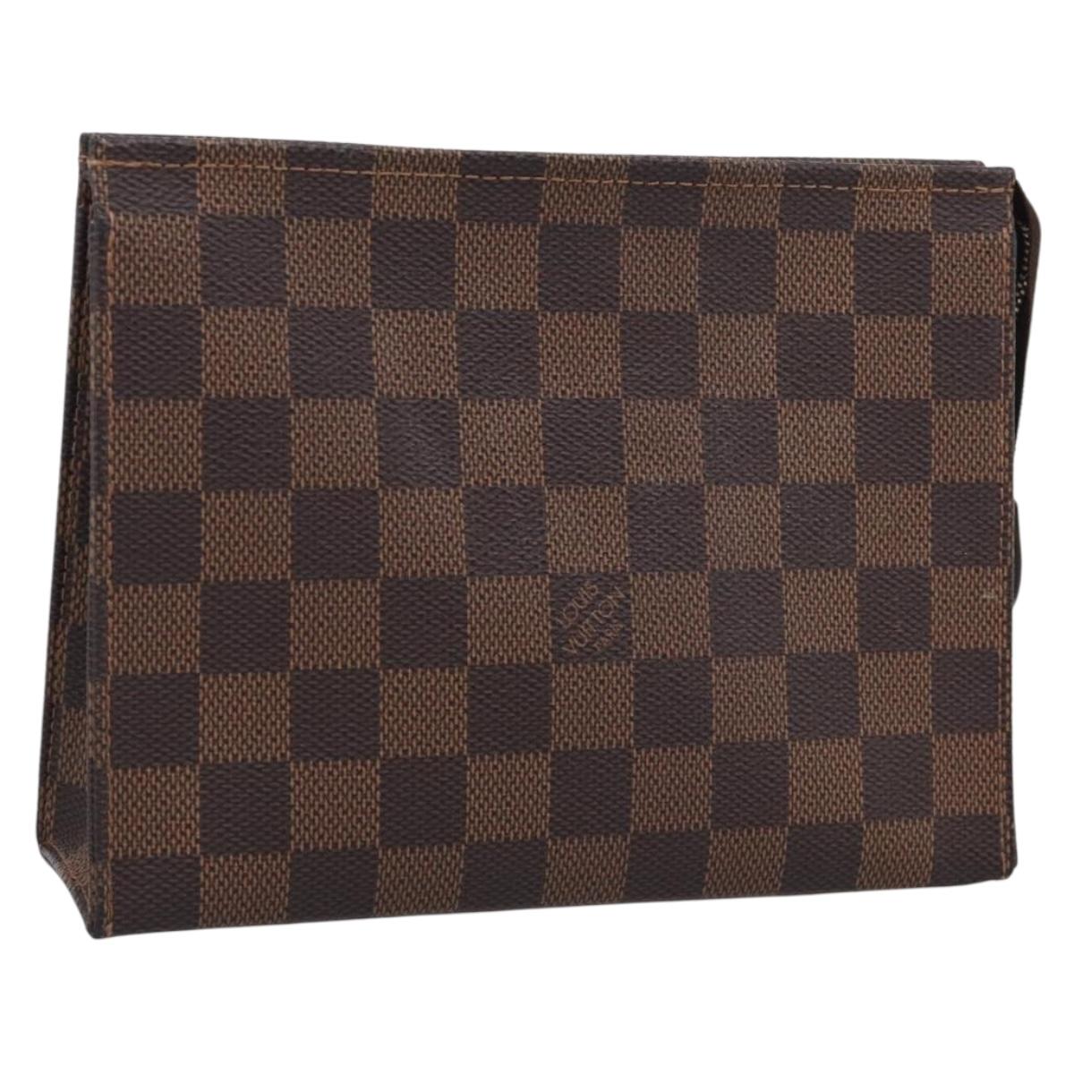 LOUIS VUITTON Damier Ebene Poche Toilette 19 Pouch N47544 LV Auth 211857M
