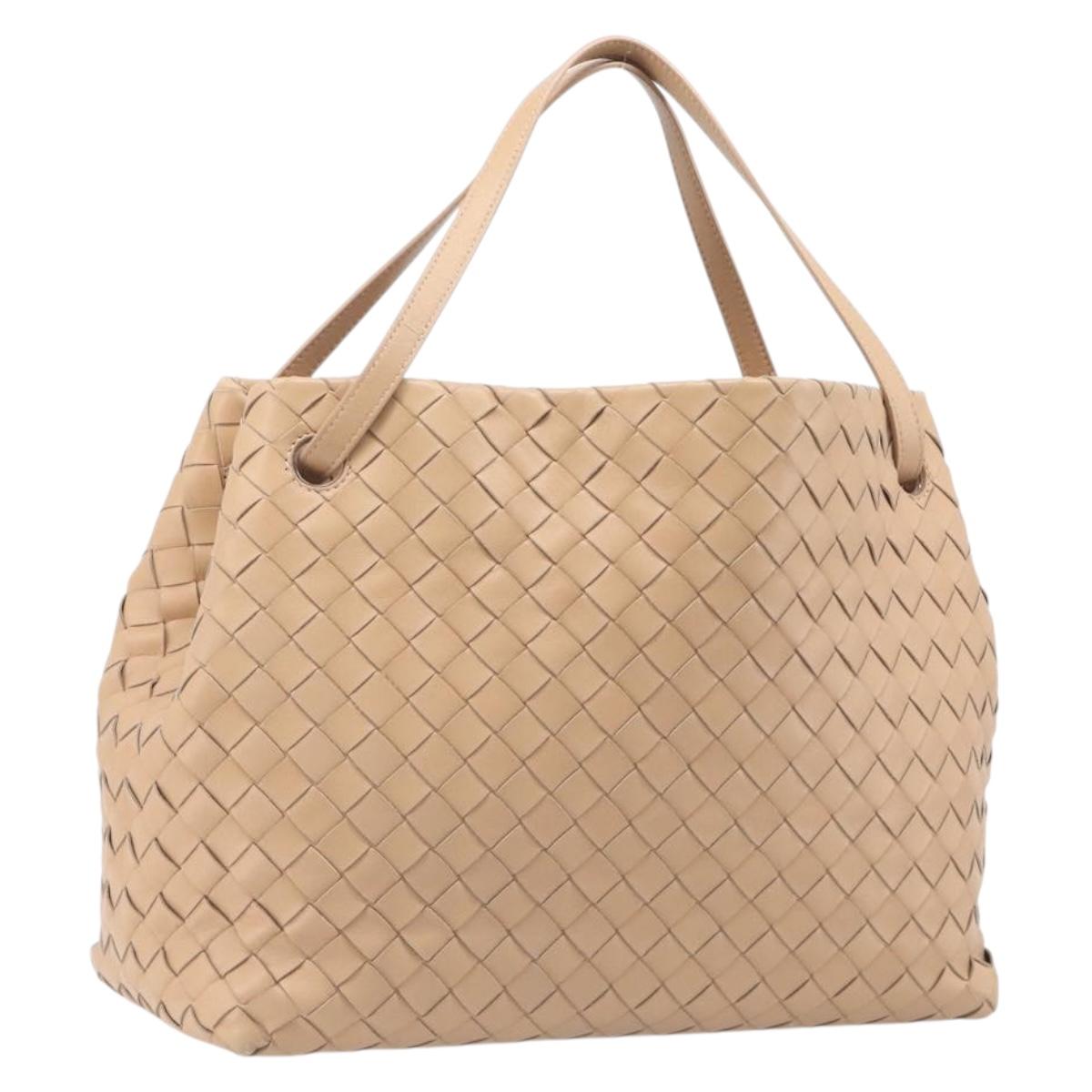 Bottega Veneta INTRECCIATO Tote Bag Leather Beige Gold Auth 211863V