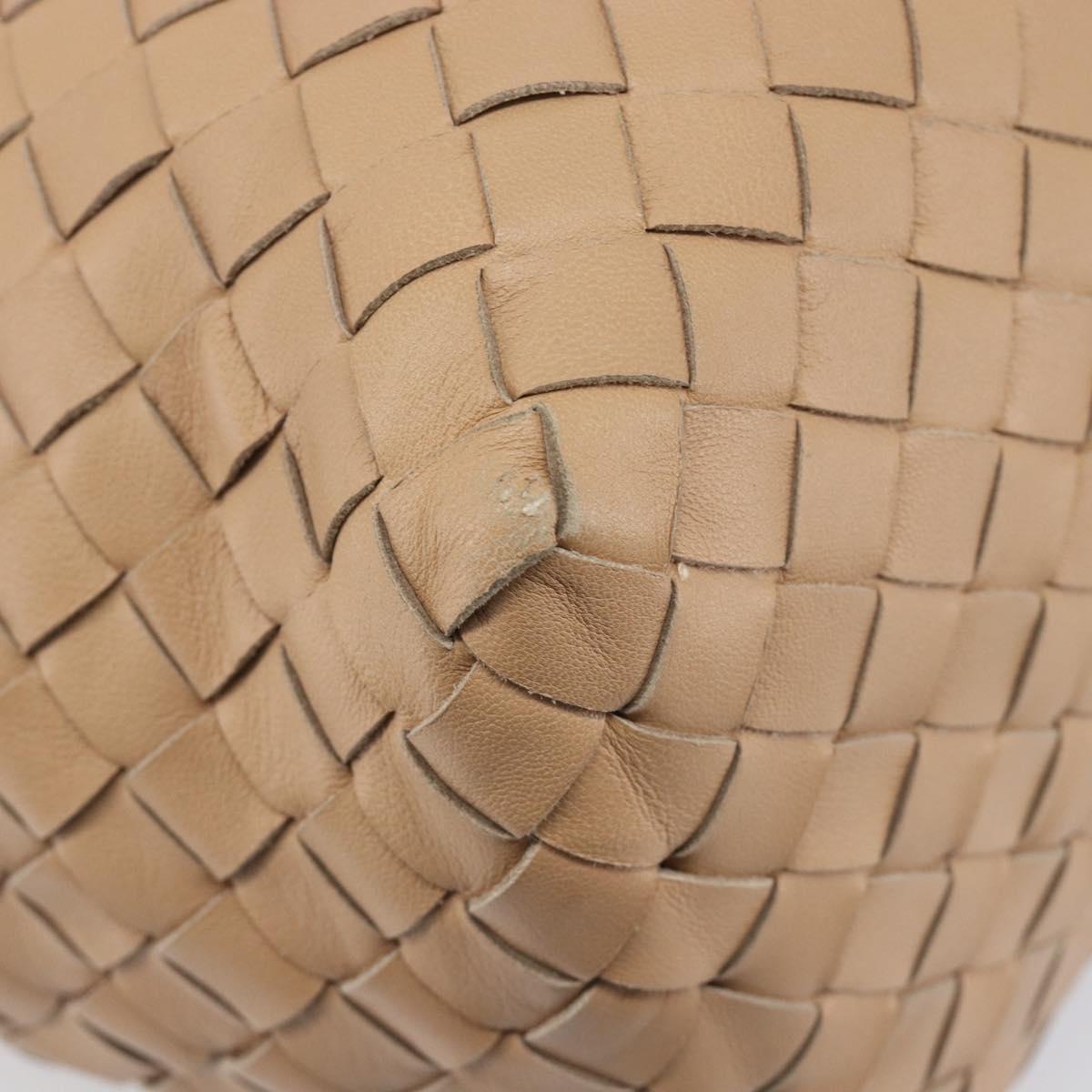 Bottega Veneta INTRECCIATO Tote Bag Leather Beige Gold Auth 211863V