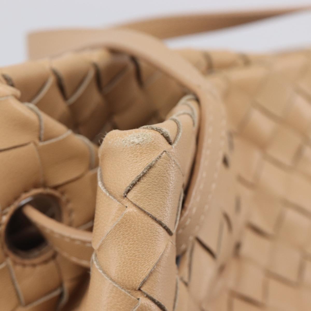 Bottega Veneta INTRECCIATO Tote Bag Leather Beige Gold Auth 211863V