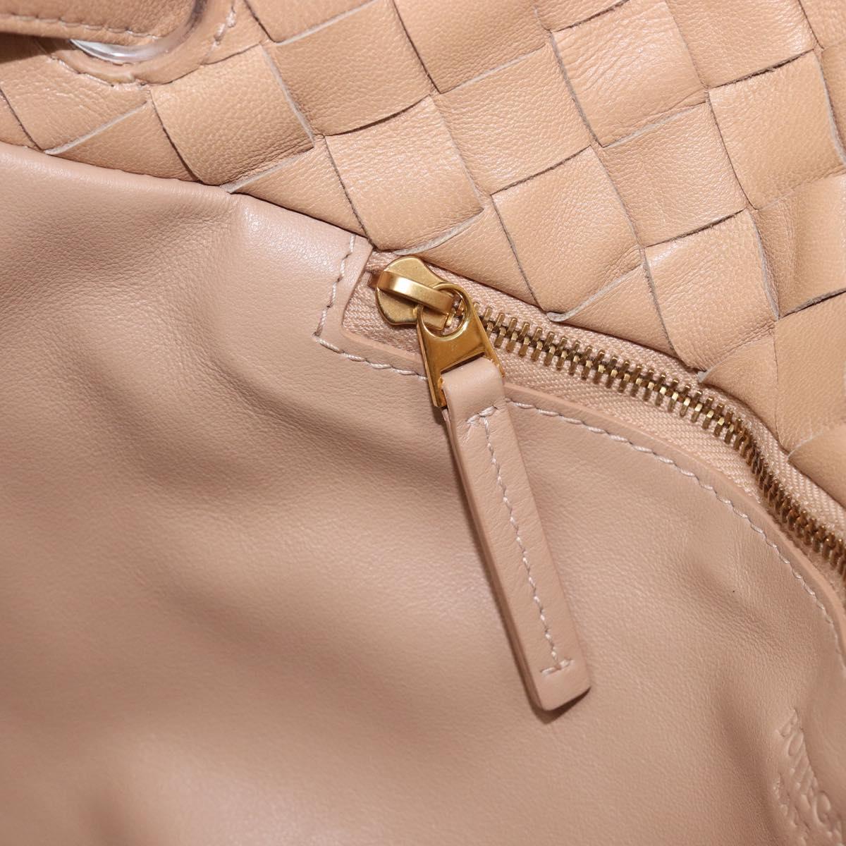 Bottega Veneta INTRECCIATO Tote Bag Leather Beige Gold Auth 211863V