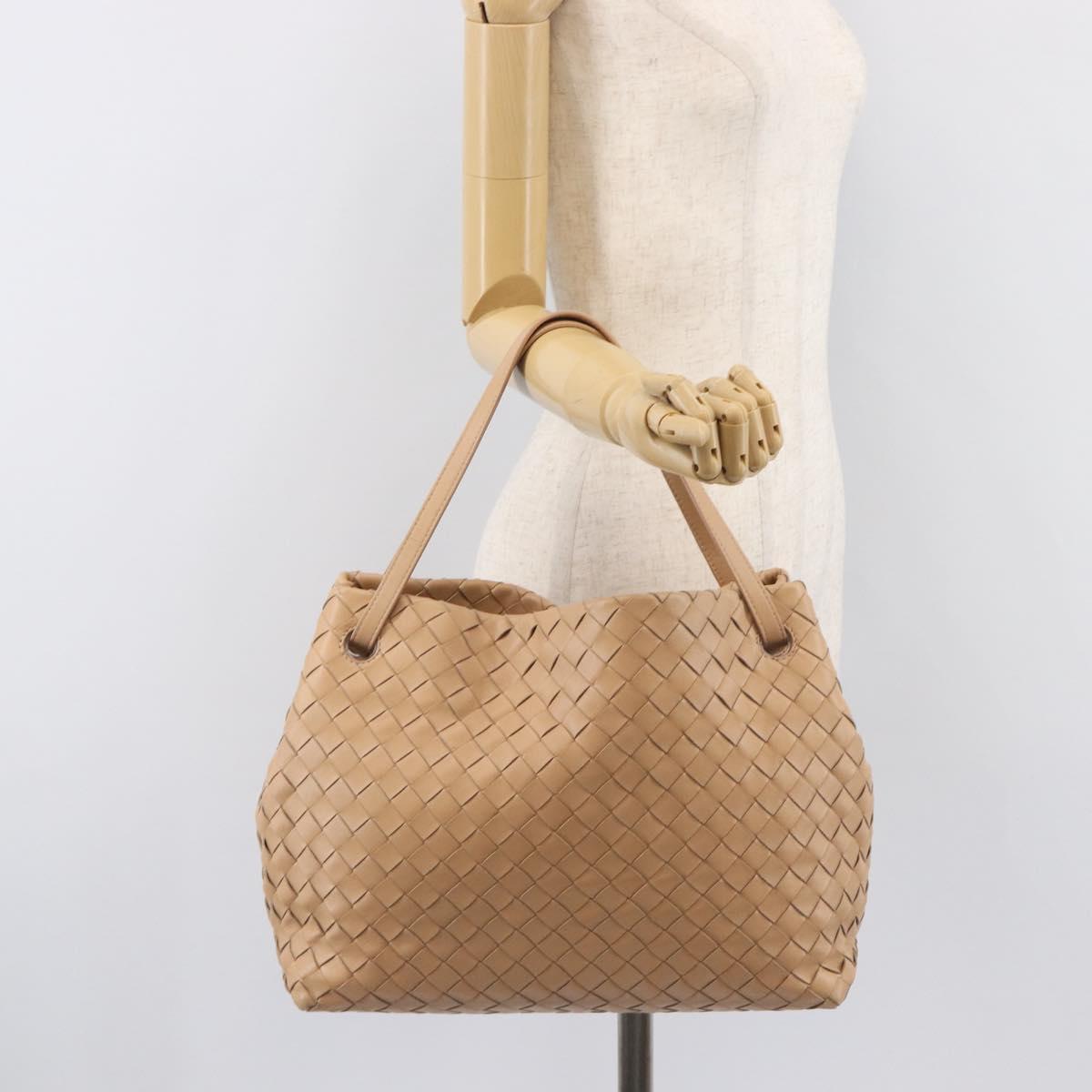 Bottega Veneta INTRECCIATO Tote Bag Leather Beige Gold Auth 211863V