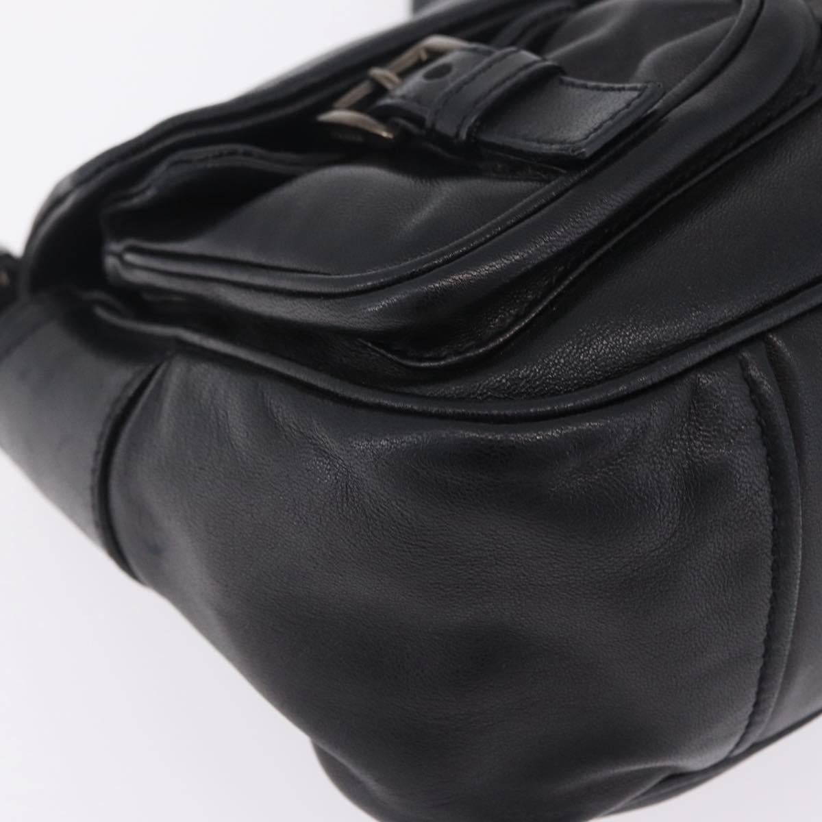 PRADA Shoulder Bag Leather Black Silver Auth 211869SAV