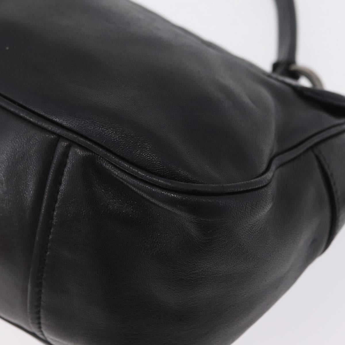 PRADA Shoulder Bag Leather Black Silver Auth 211869SAV