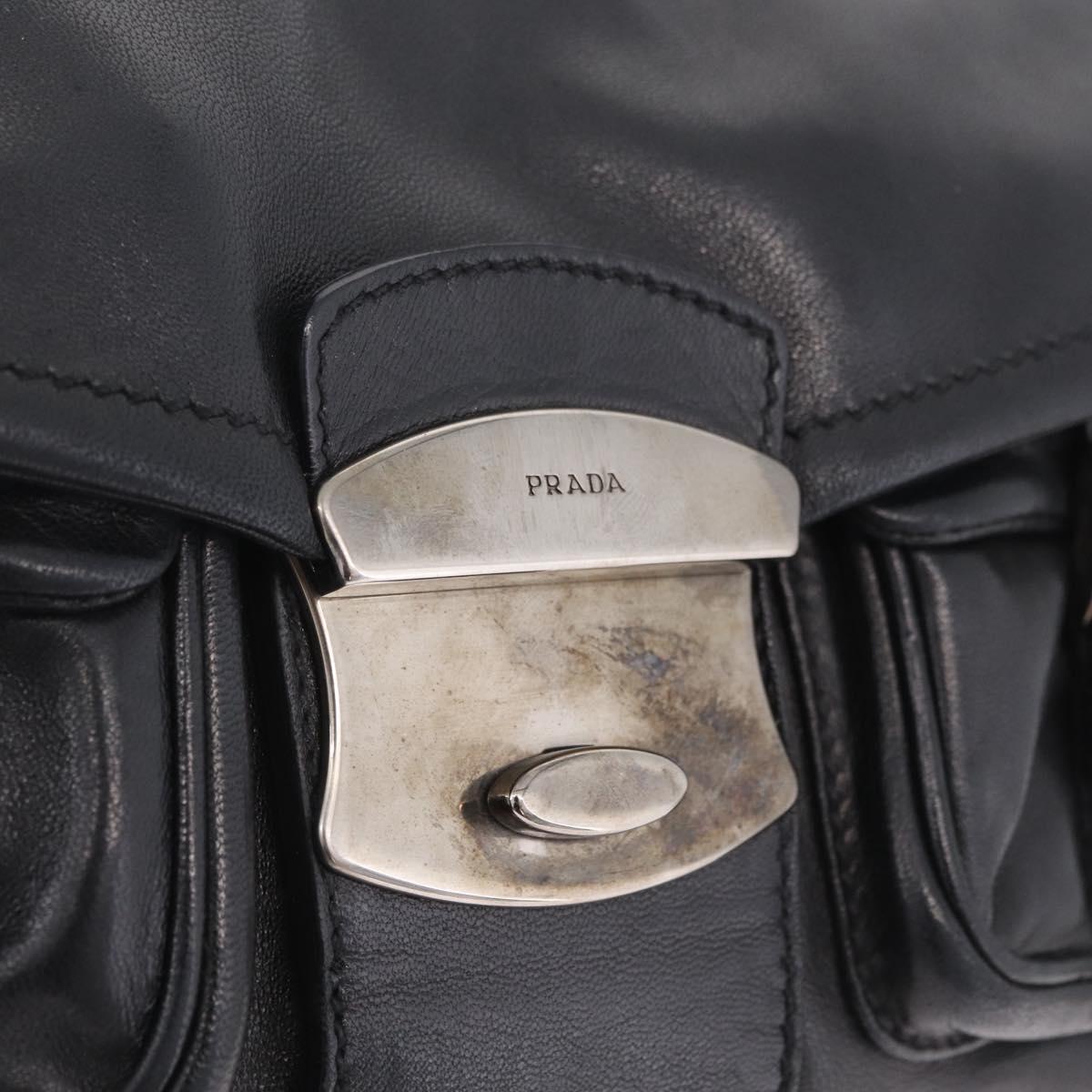 PRADA Shoulder Bag Leather Black Silver Auth 211869SAV