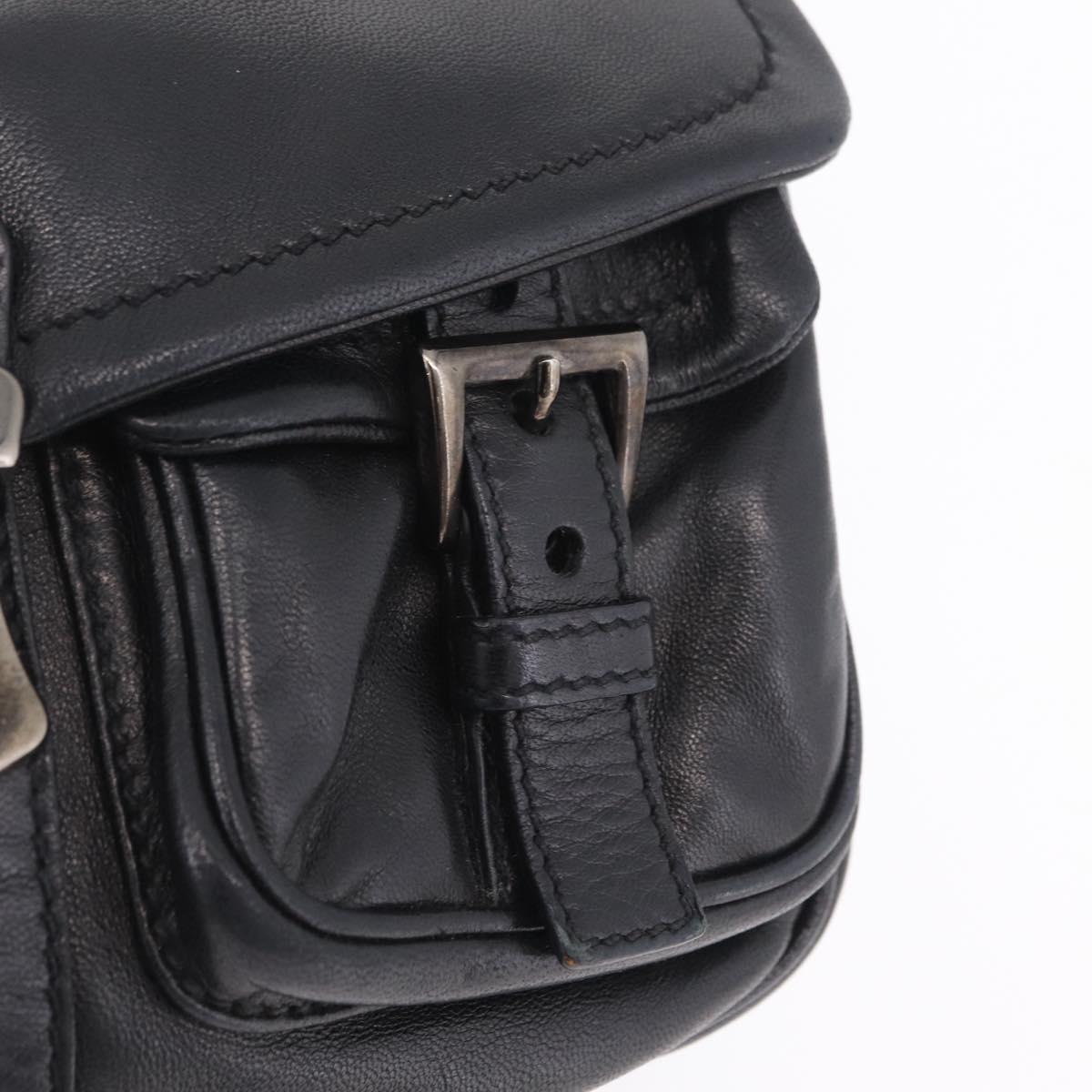 PRADA Shoulder Bag Leather Black Silver Auth 211869SAV