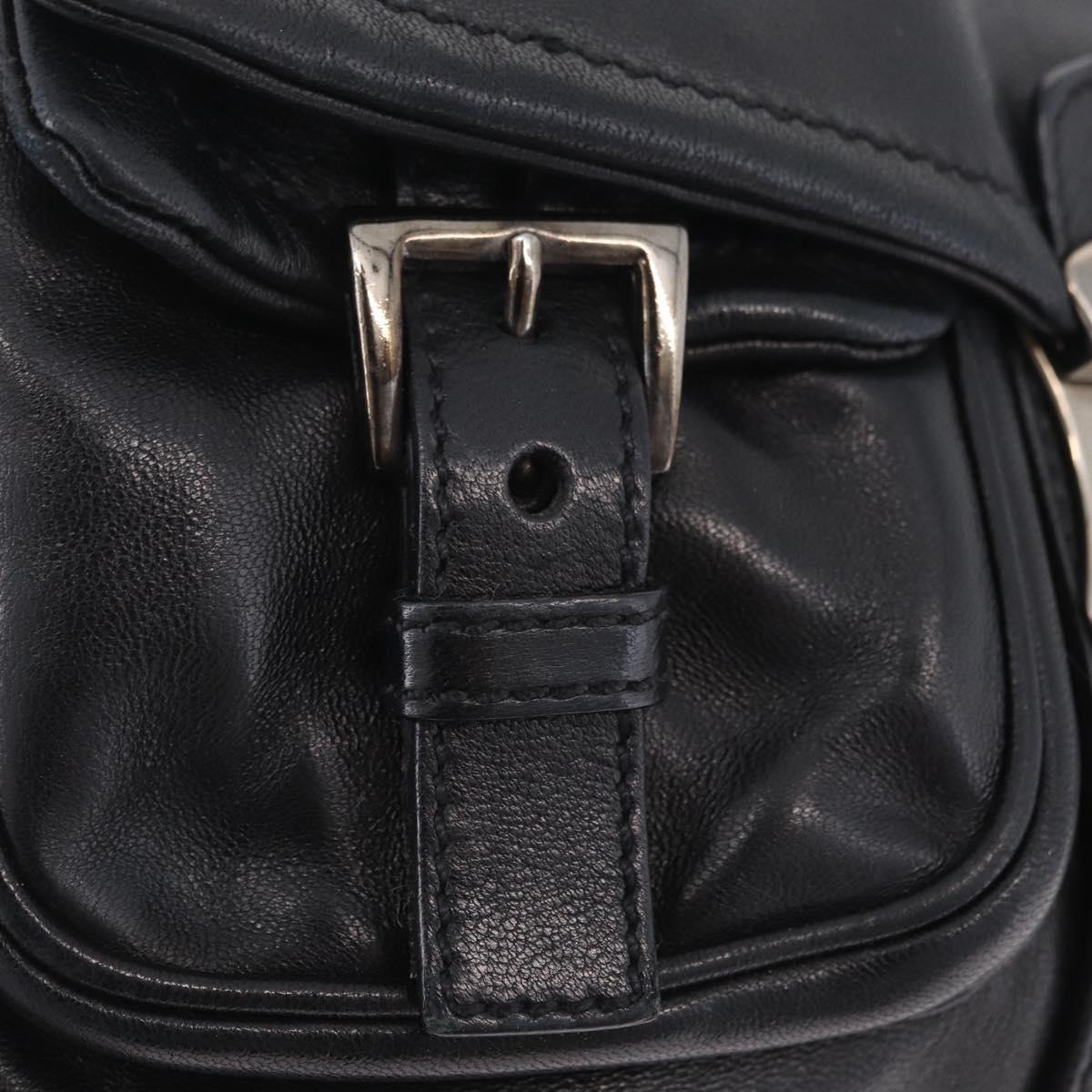 PRADA Shoulder Bag Leather Black Silver Auth 211869SAV
