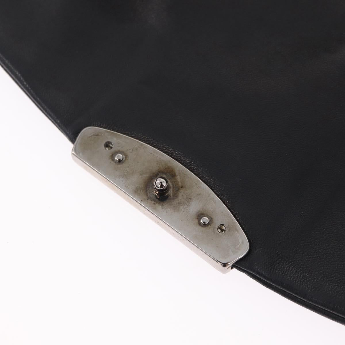 PRADA Shoulder Bag Leather Black Silver Auth 211869SAV