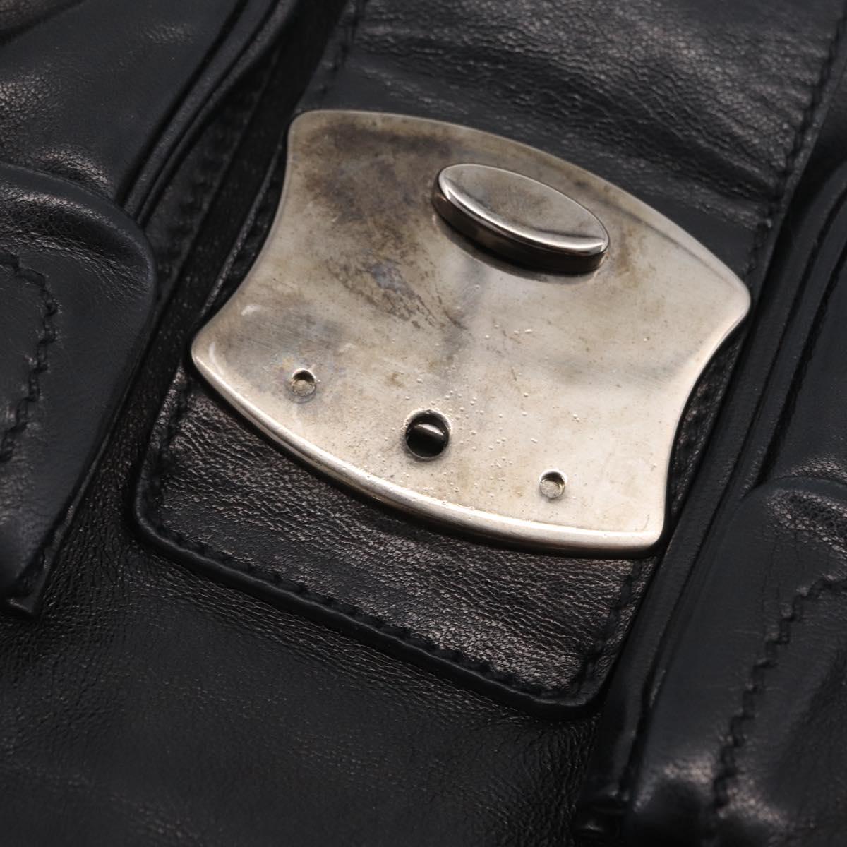 PRADA Shoulder Bag Leather Black Silver Auth 211869SAV