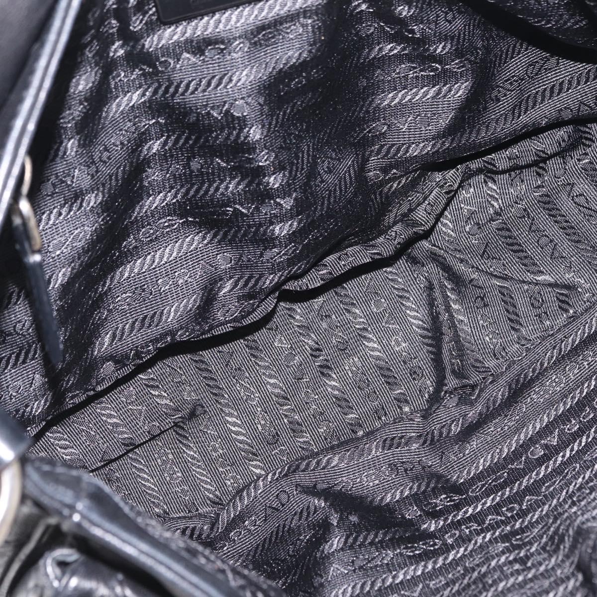 PRADA Shoulder Bag Leather Black Silver Auth 211869SAV