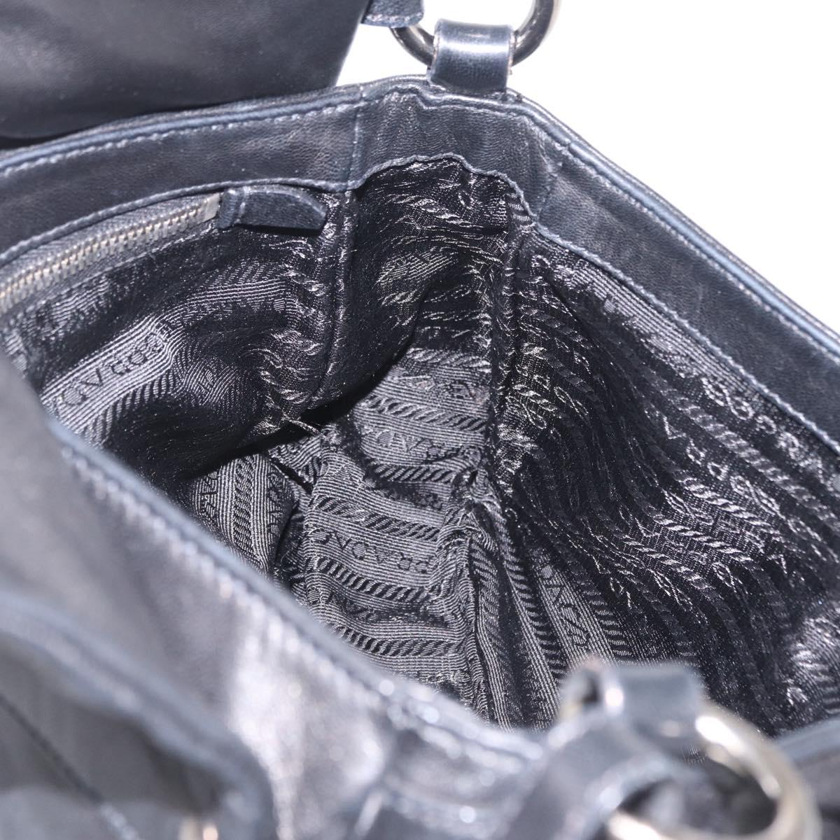 PRADA Shoulder Bag Leather Black Silver Auth 211869SAV