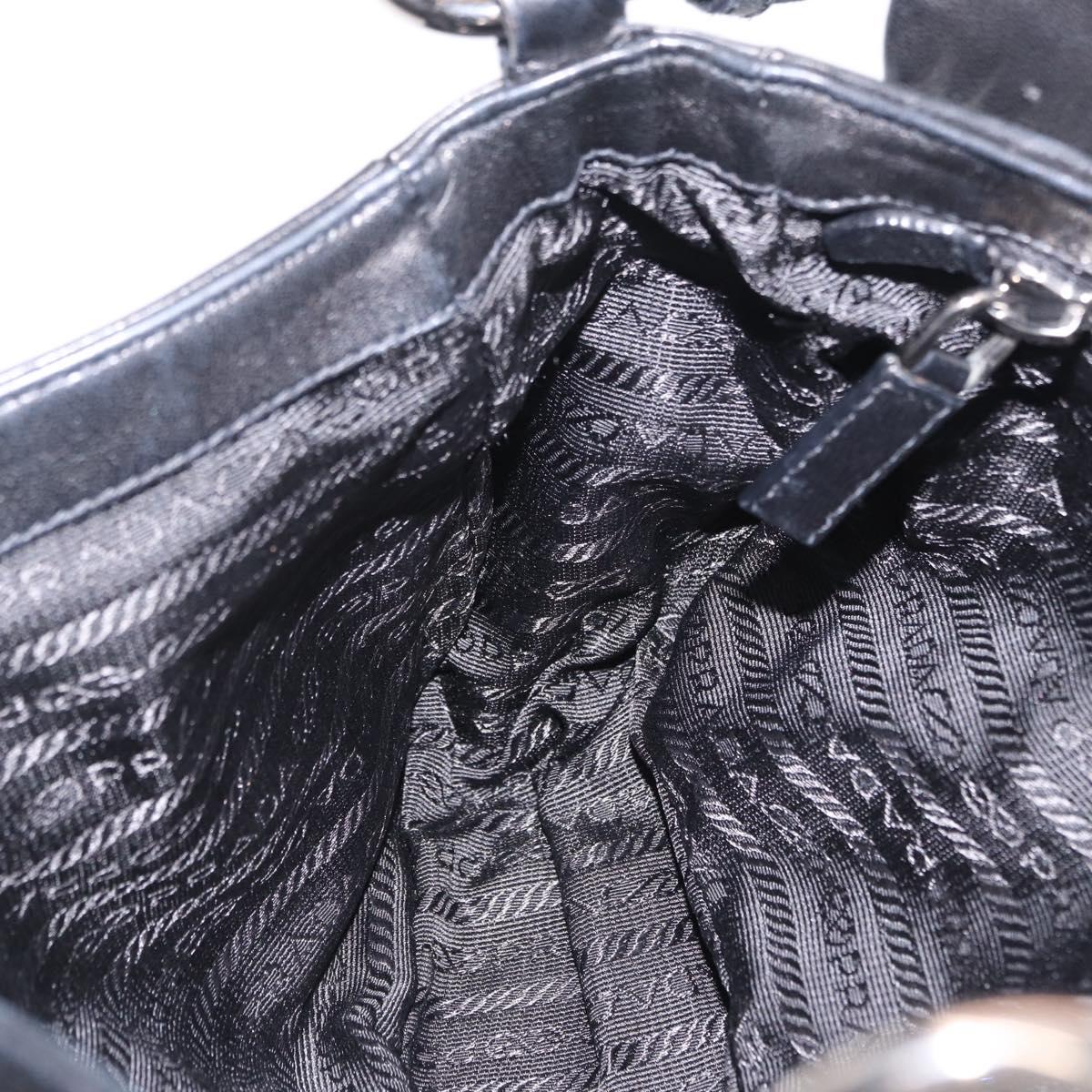 PRADA Shoulder Bag Leather Black Silver Auth 211869SAV