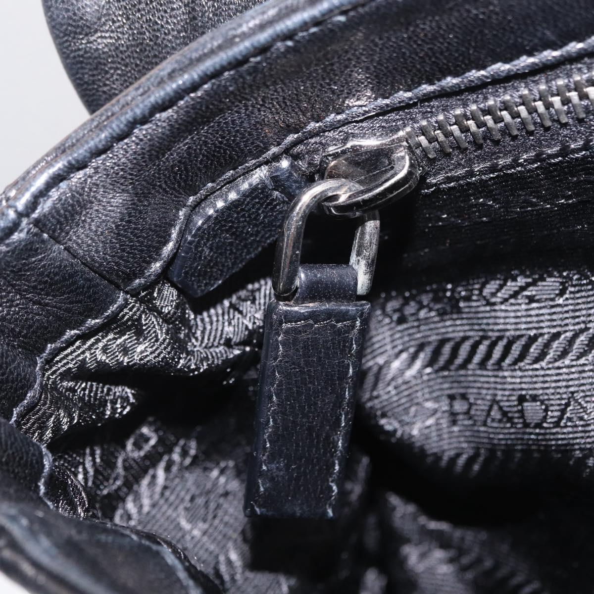 PRADA Shoulder Bag Leather Black Silver Auth 211869SAV