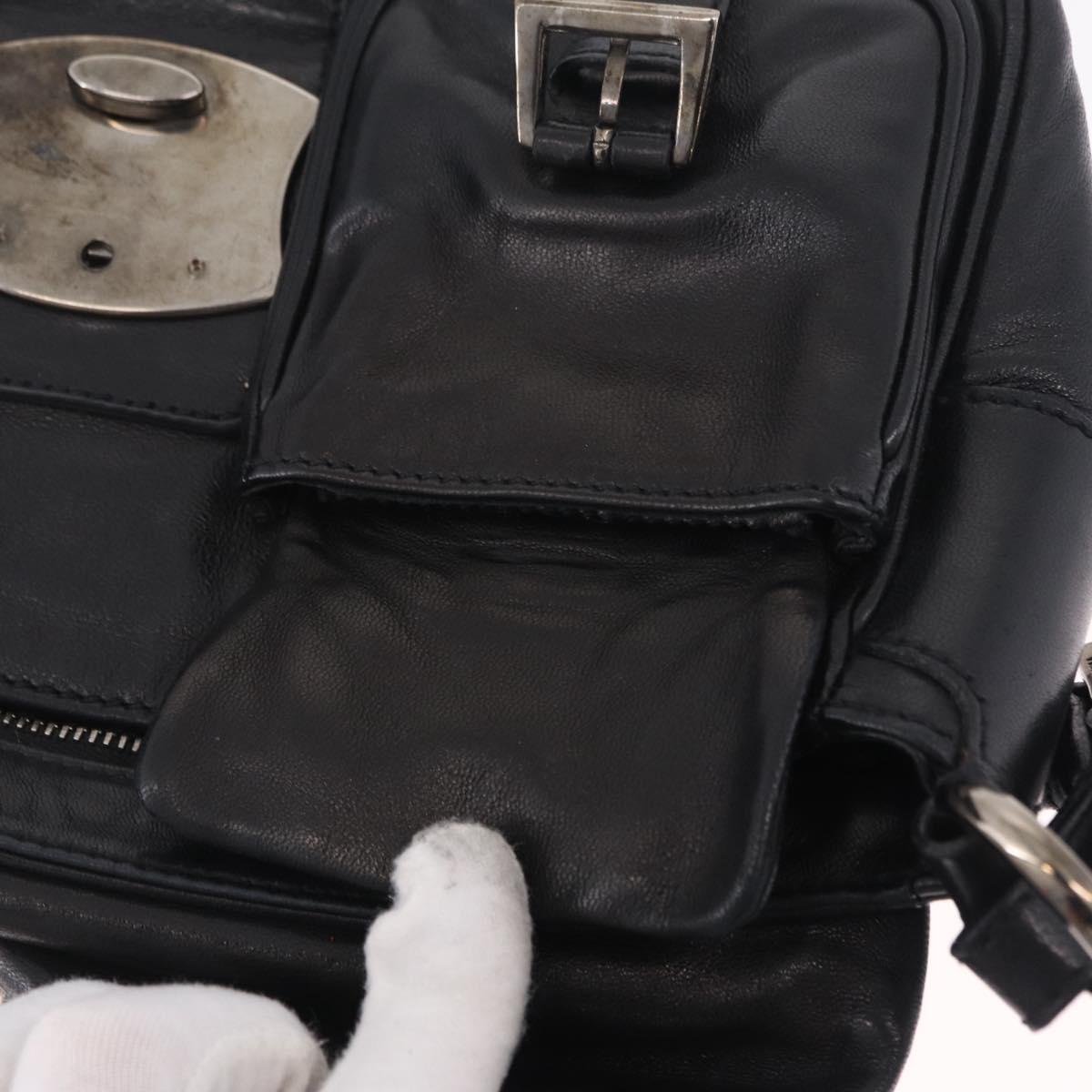 PRADA Shoulder Bag Leather Black Silver Auth 211869SAV