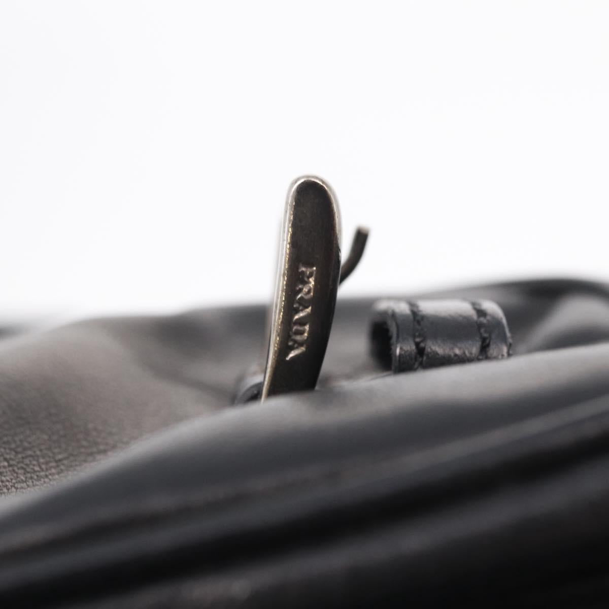 PRADA Shoulder Bag Leather Black Silver Auth 211869SAV
