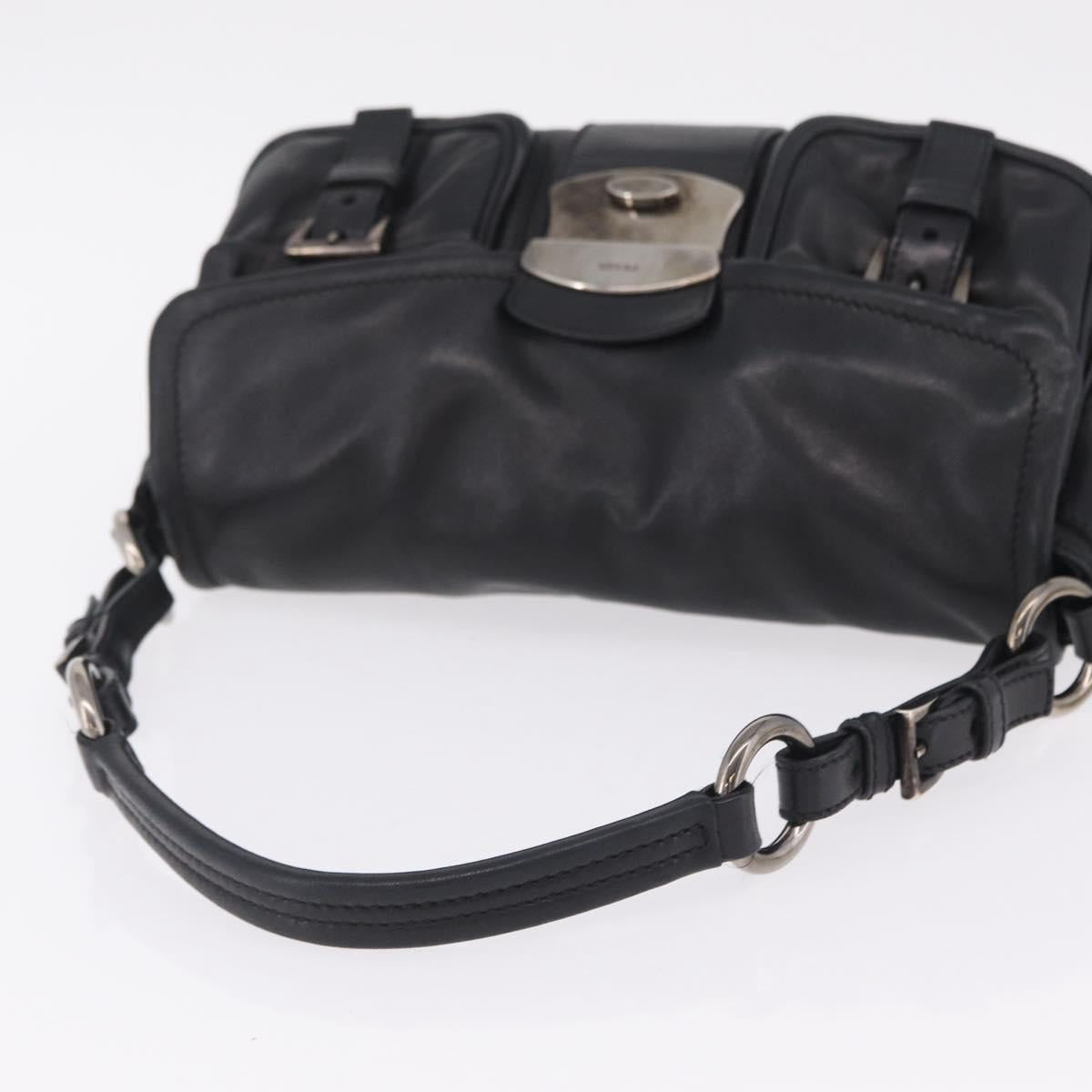 PRADA Shoulder Bag Leather Black Silver Auth 211869SAV
