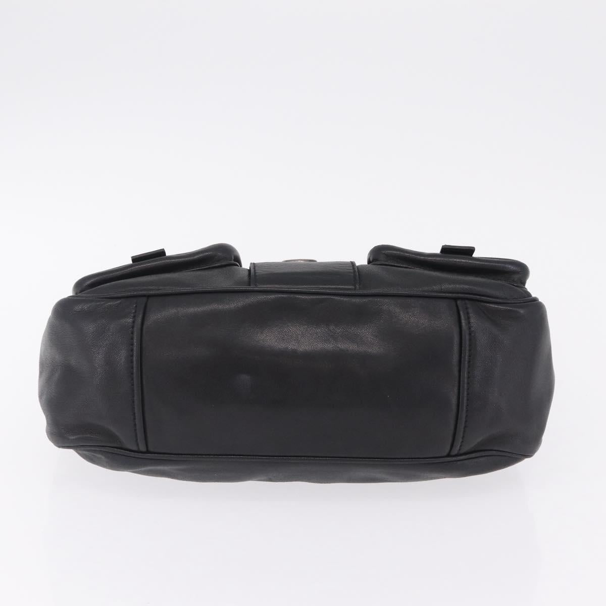 PRADA Shoulder Bag Leather Black Silver Auth 211869SAV