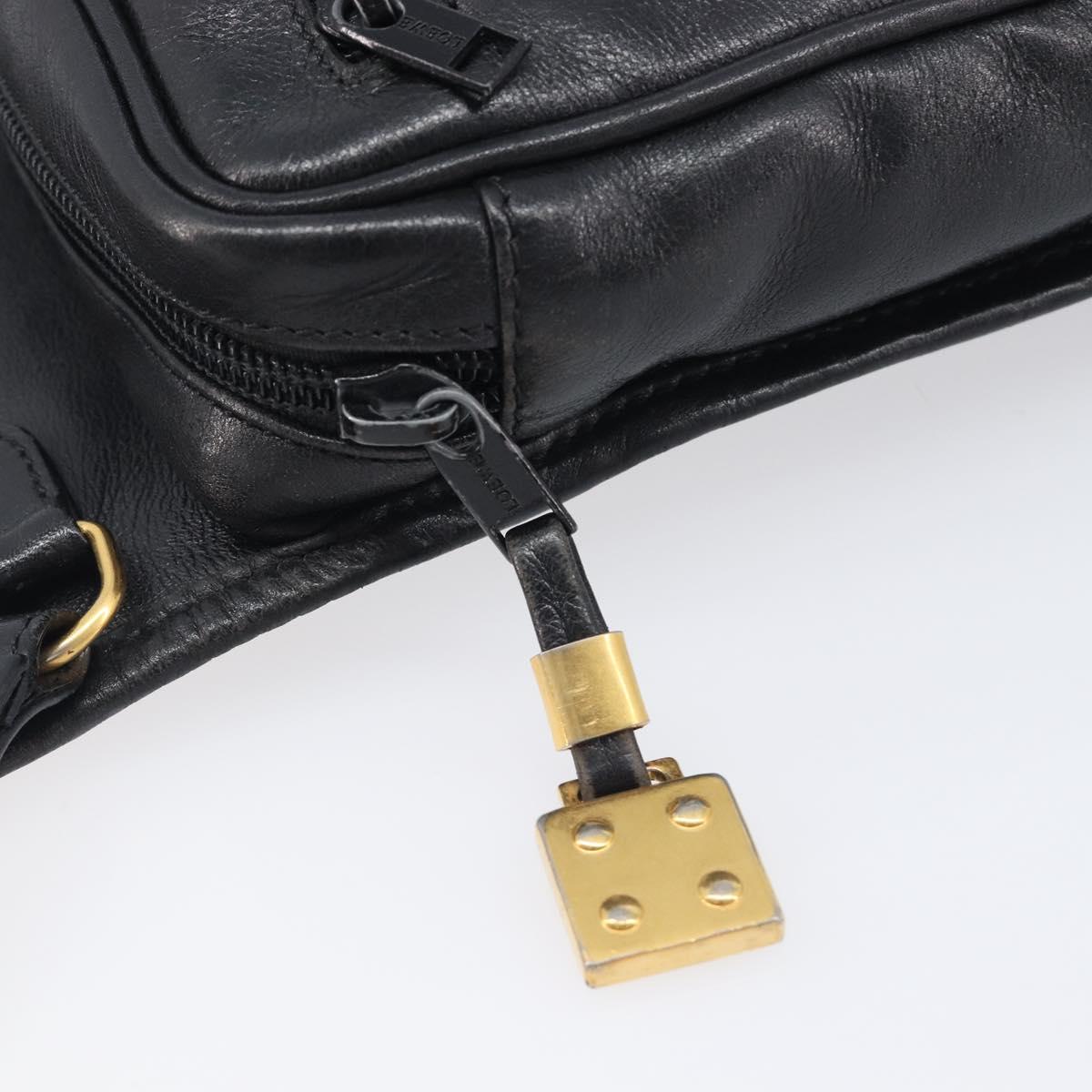 LOEWE Anagram Clutch Bag Leather Black Gold Auth 211871A