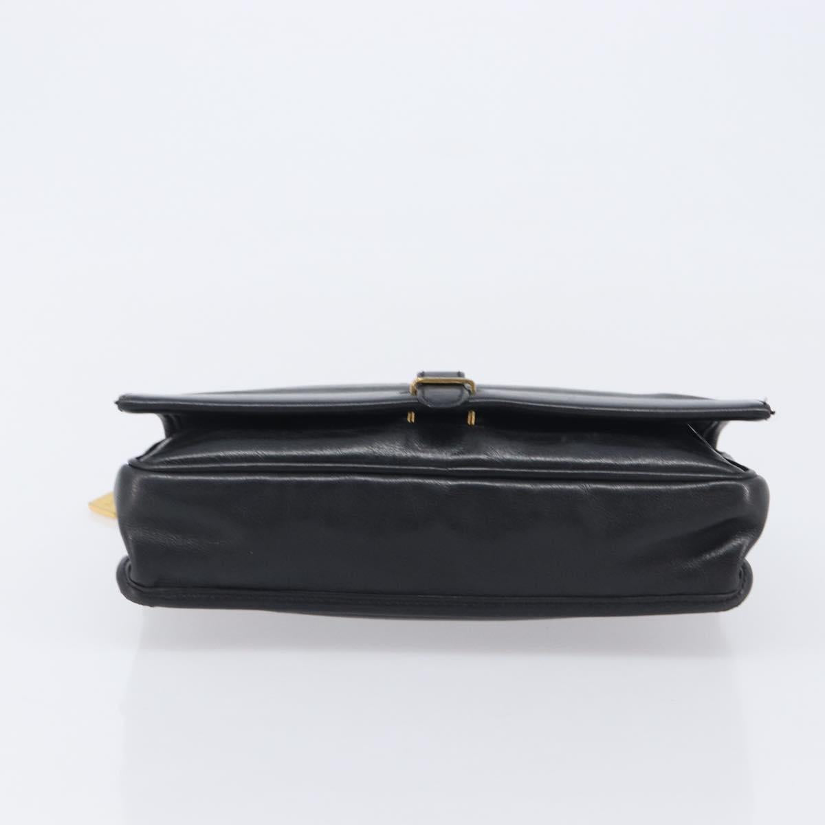 LOEWE Anagram Clutch Bag Leather Black Gold Auth 211871A