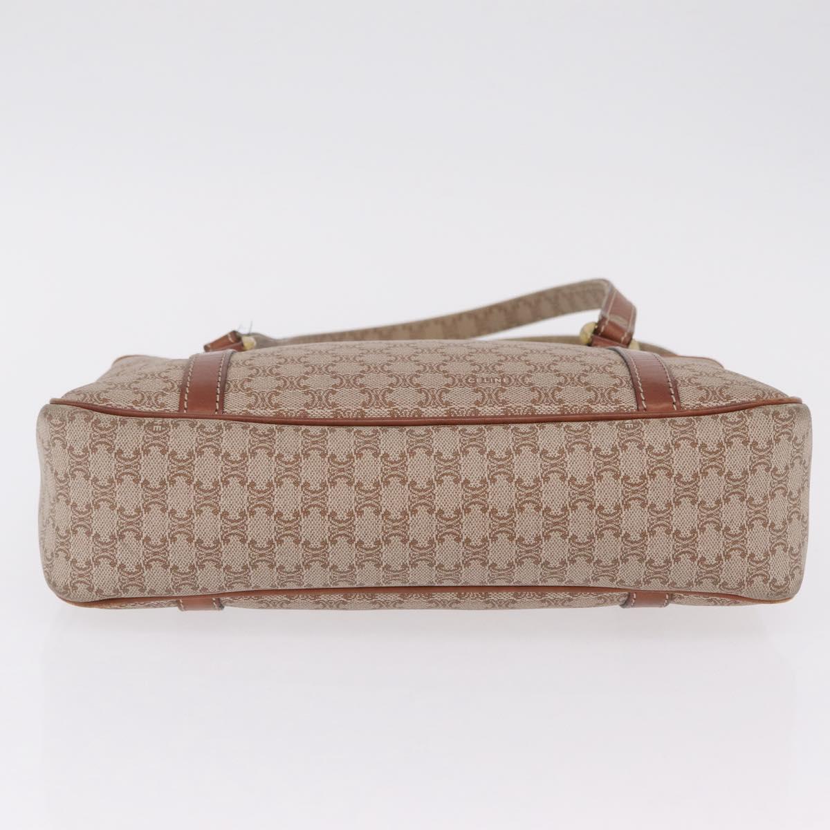 CELINE Macadam Canvas Tote Bag PVC Beige Gold Auth 211877