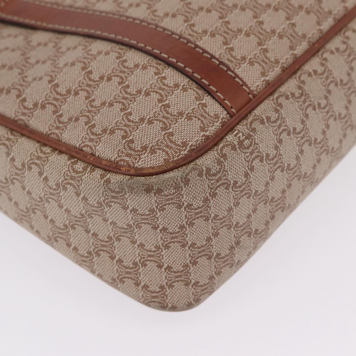 CELINE Macadam Canvas Tote Bag PVC Beige Gold Auth 211877