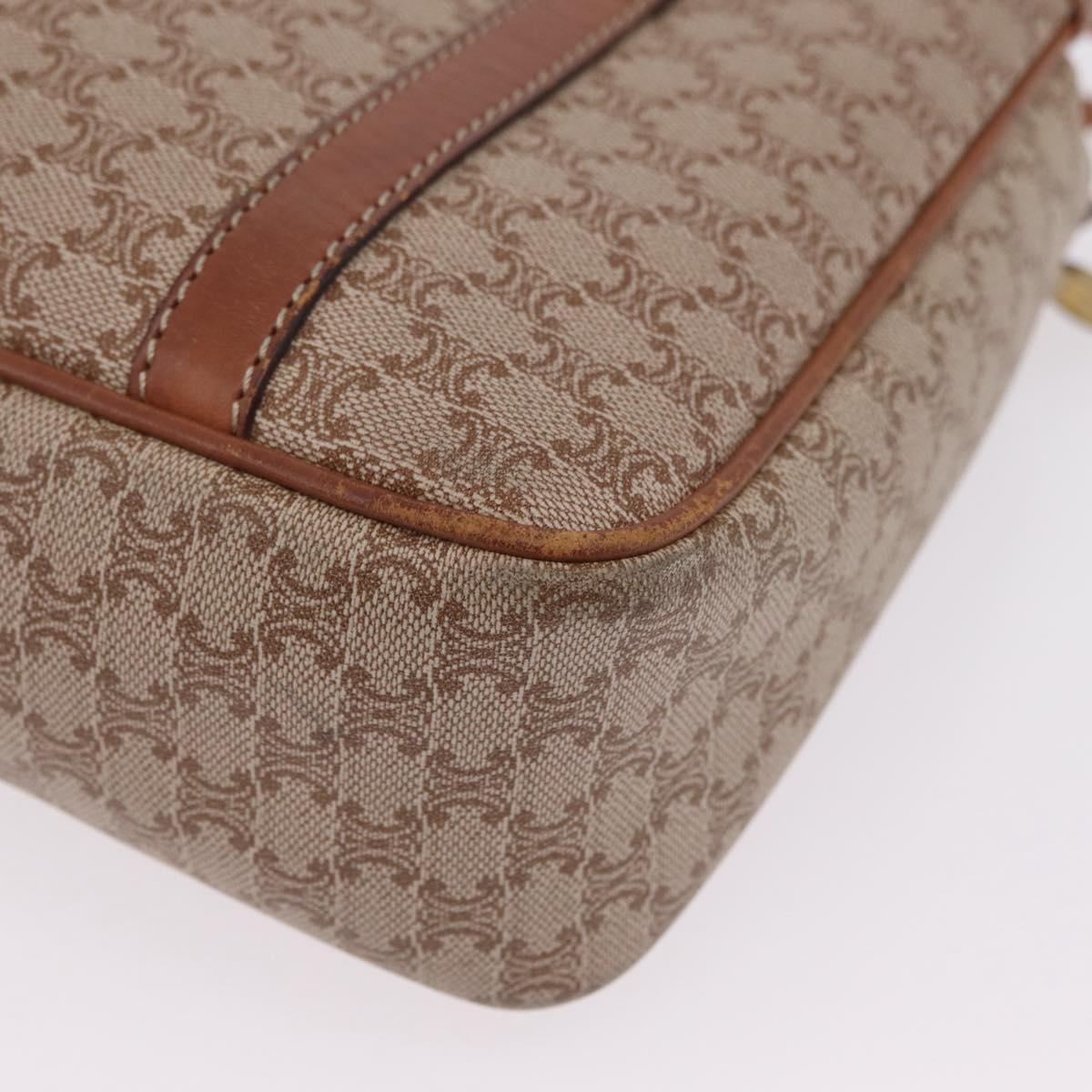 CELINE Macadam Canvas Tote Bag PVC Beige Gold Auth 211877