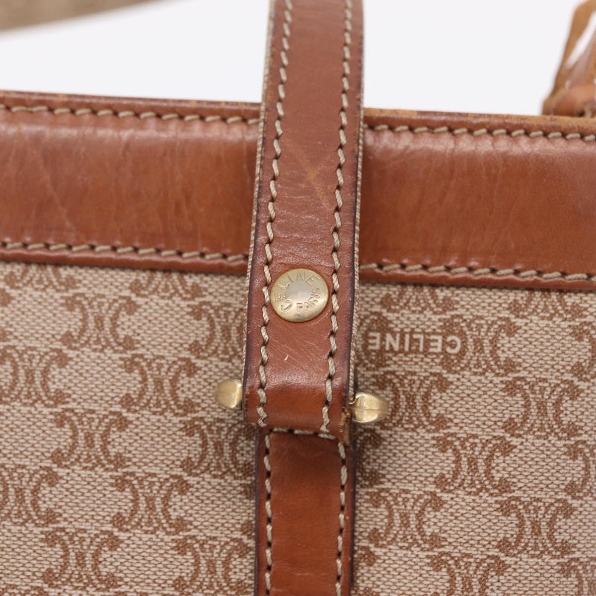 CELINE Macadam Canvas Tote Bag PVC Beige Gold Auth 211877