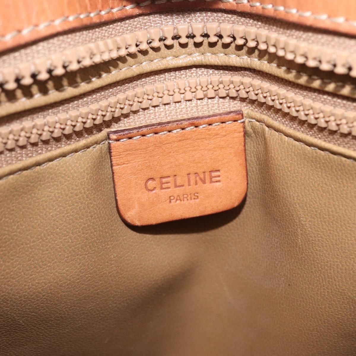 CELINE Macadam Canvas Tote Bag PVC Beige Gold Auth 211877