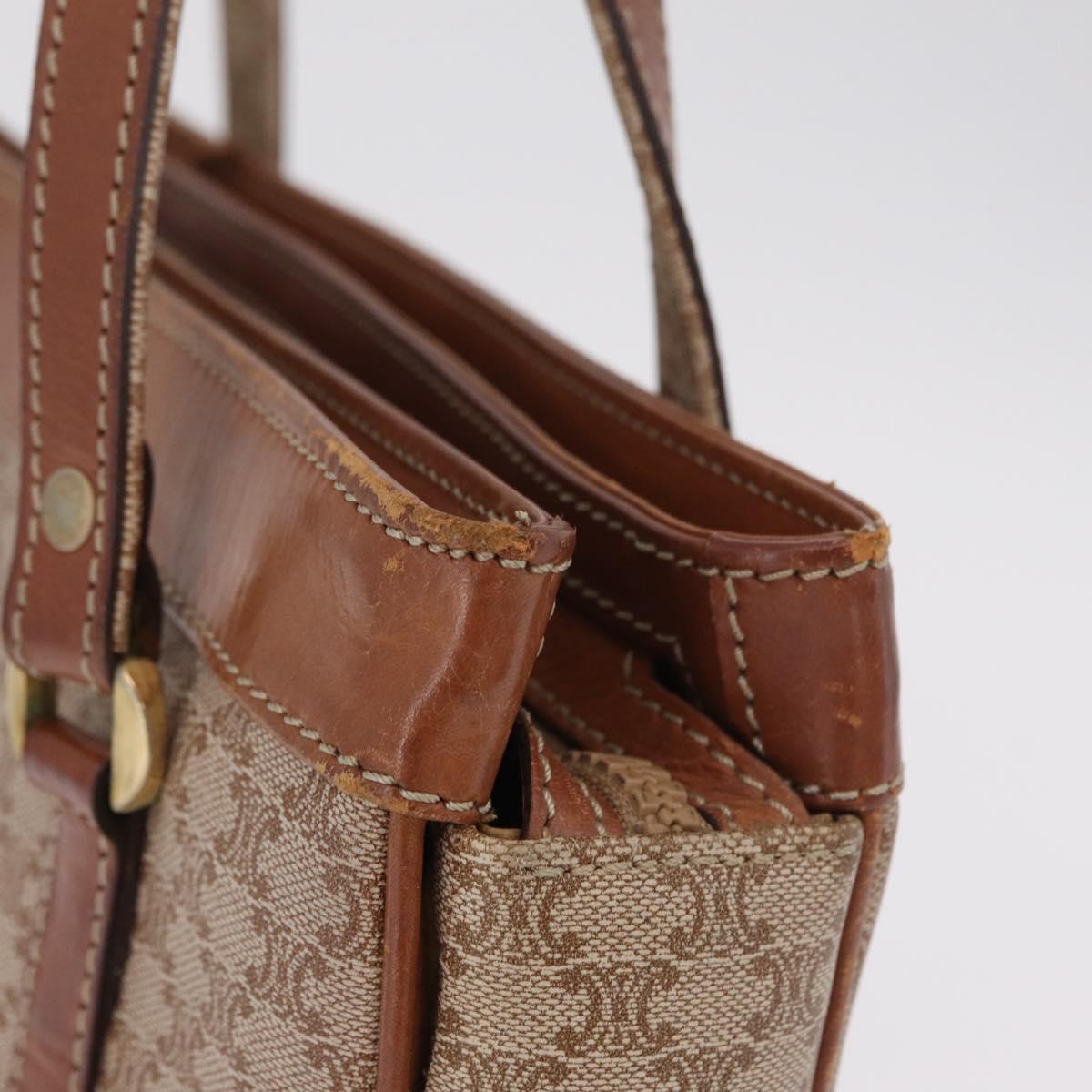 CELINE Macadam Canvas Tote Bag PVC Beige Gold Auth 211877