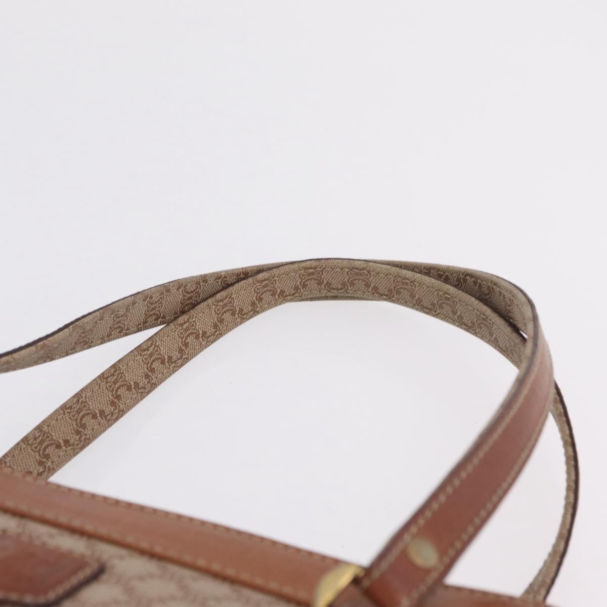 CELINE Macadam Canvas Tote Bag PVC Beige Gold Auth 211877