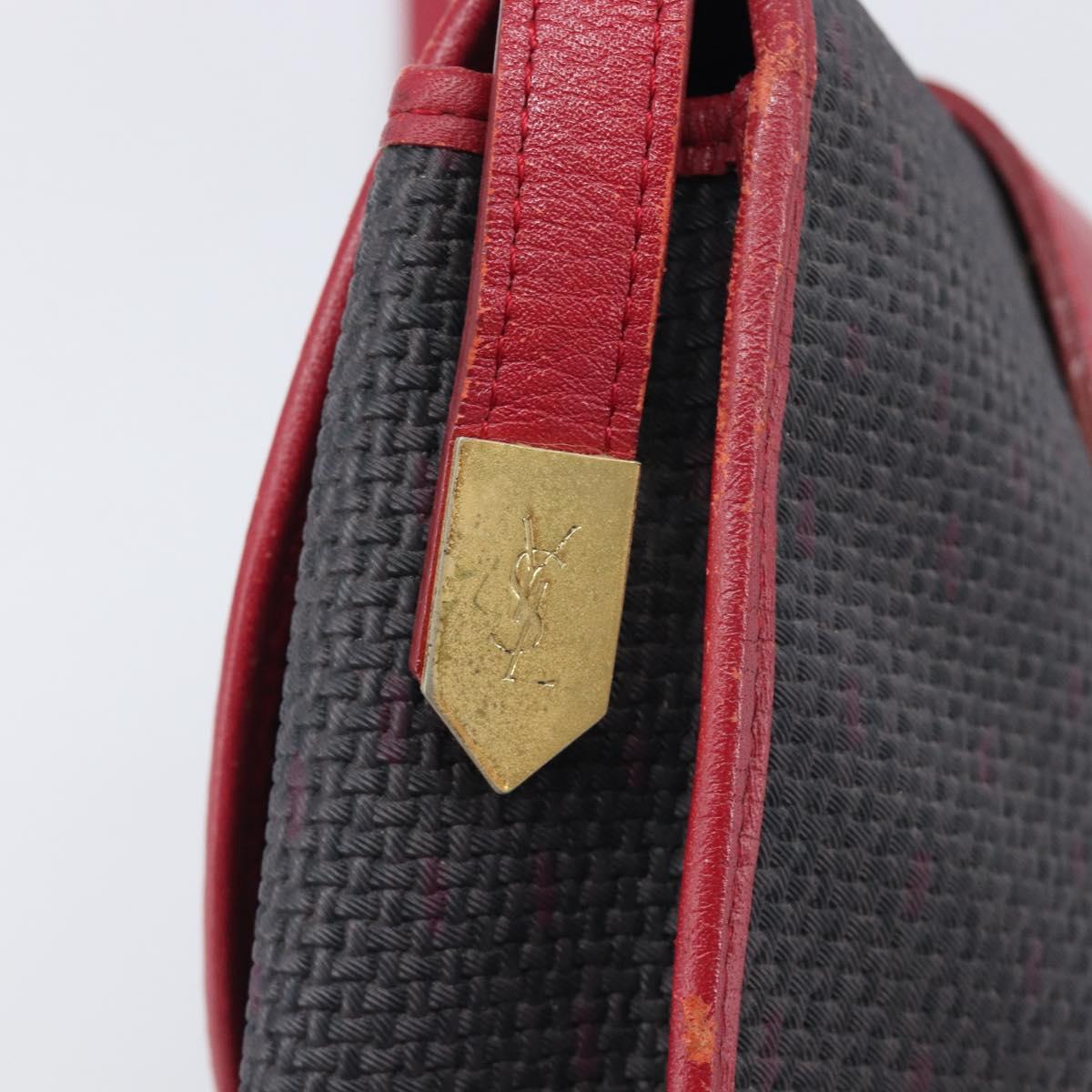 Saint Laurent Shoulder Bag PVC Canvas Black Gold Auth 211878