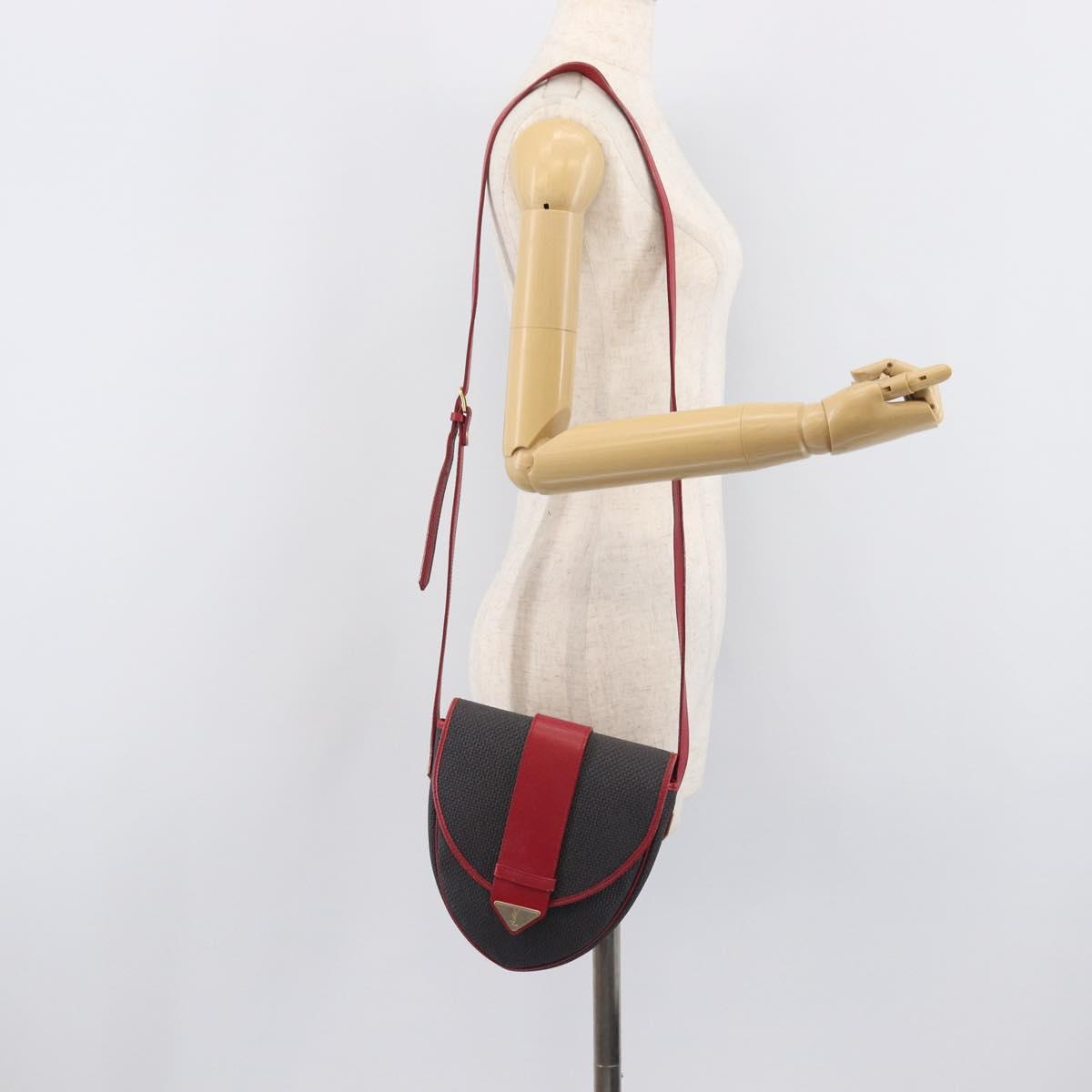 Saint Laurent Shoulder Bag PVC Canvas Black Gold Auth 211878
