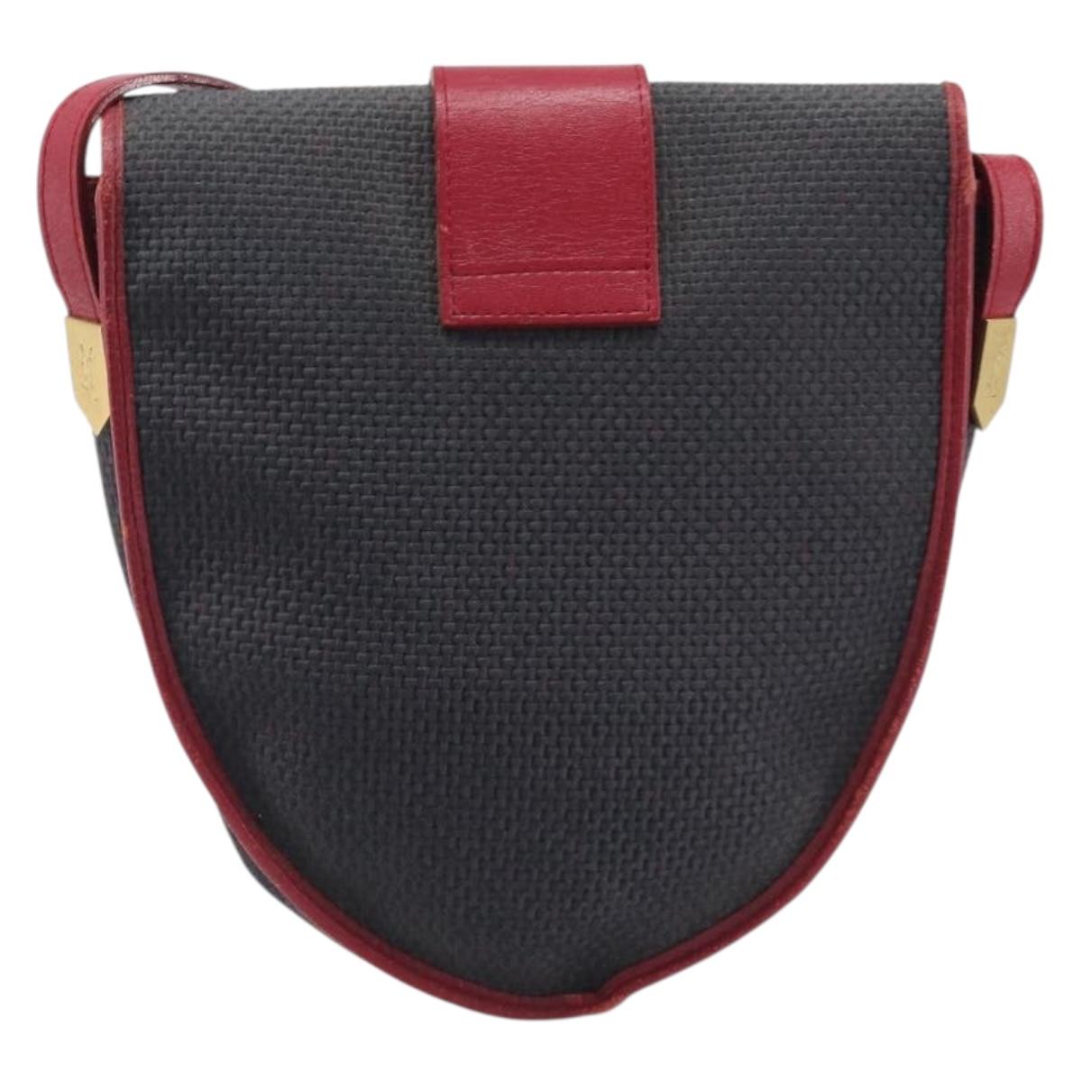 Saint Laurent Shoulder Bag PVC Canvas Black Gold Auth 211878