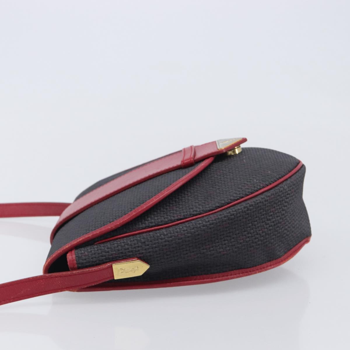 Saint Laurent Shoulder Bag PVC Canvas Black Gold Auth 211878