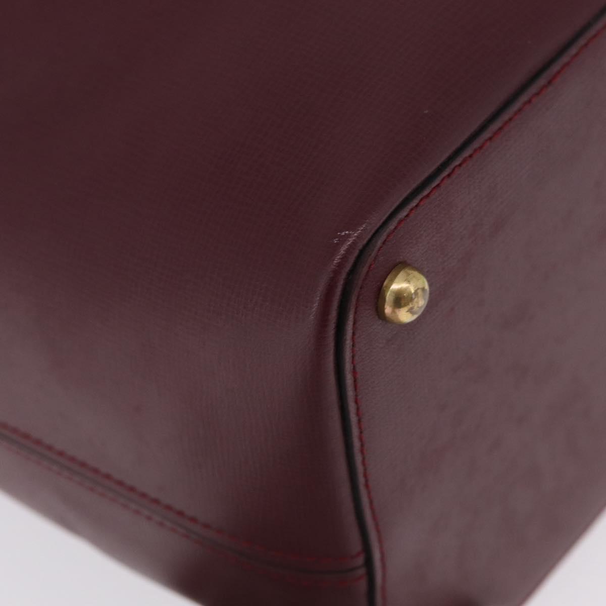 Cartier Shoulder Bag Leather Bordeaux Gold Auth 211879