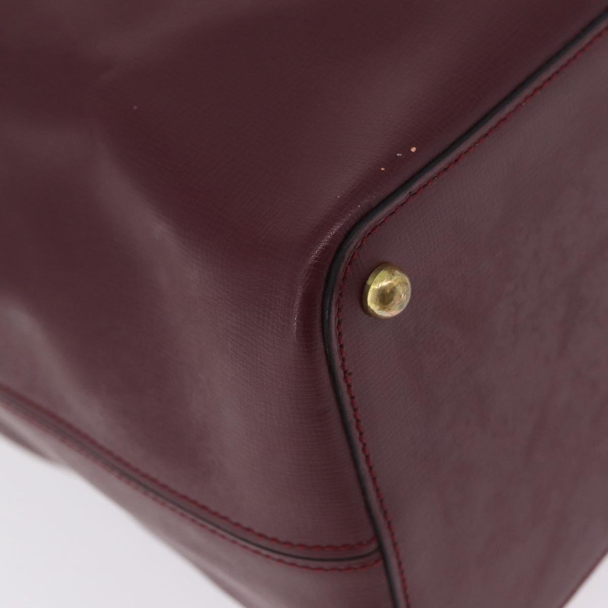 Cartier Shoulder Bag Leather Bordeaux Gold Auth 211879