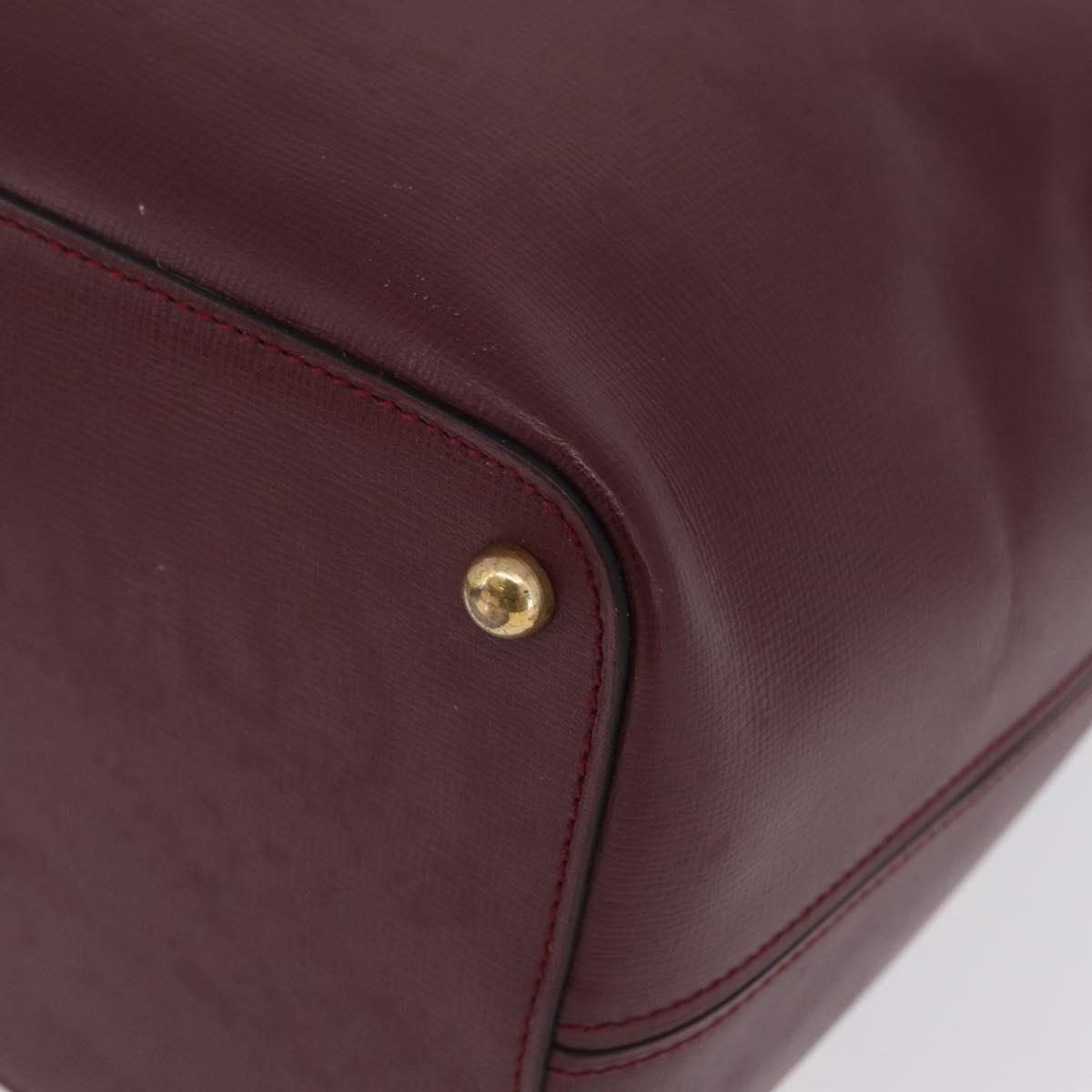 Cartier Shoulder Bag Leather Bordeaux Gold Auth 211879