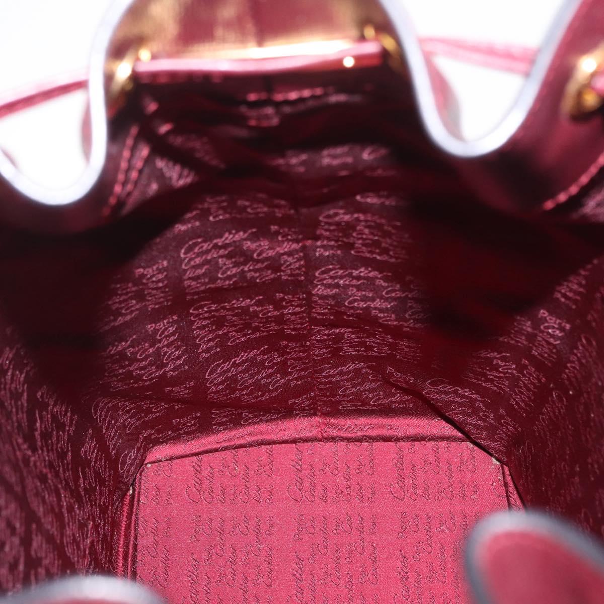 Cartier Shoulder Bag Leather Bordeaux Gold Auth 211879