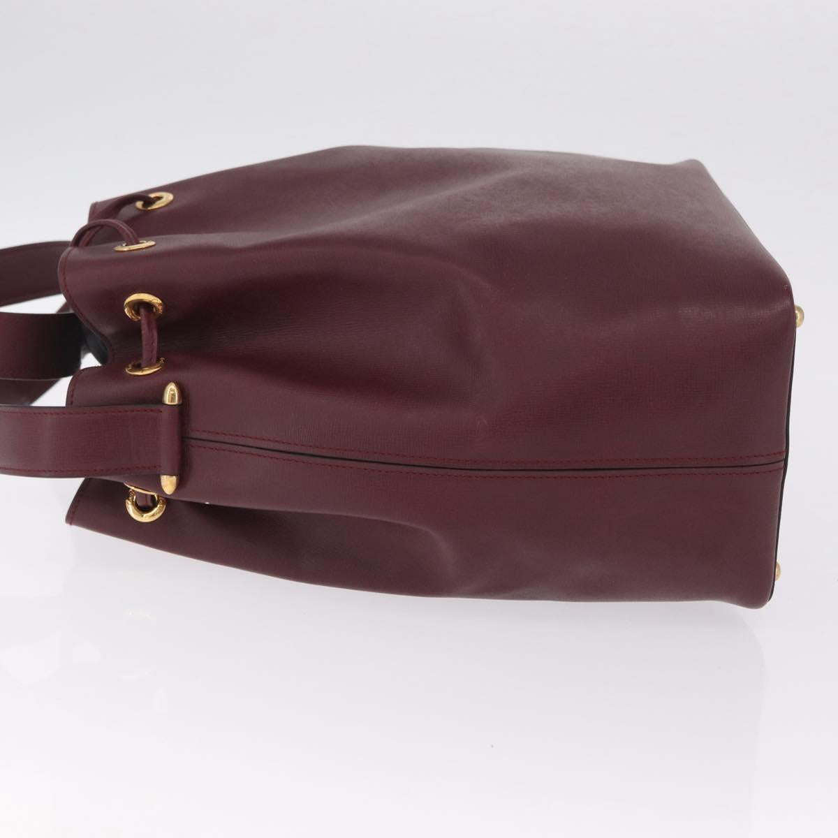 Cartier Shoulder Bag Leather Bordeaux Gold Auth 211879