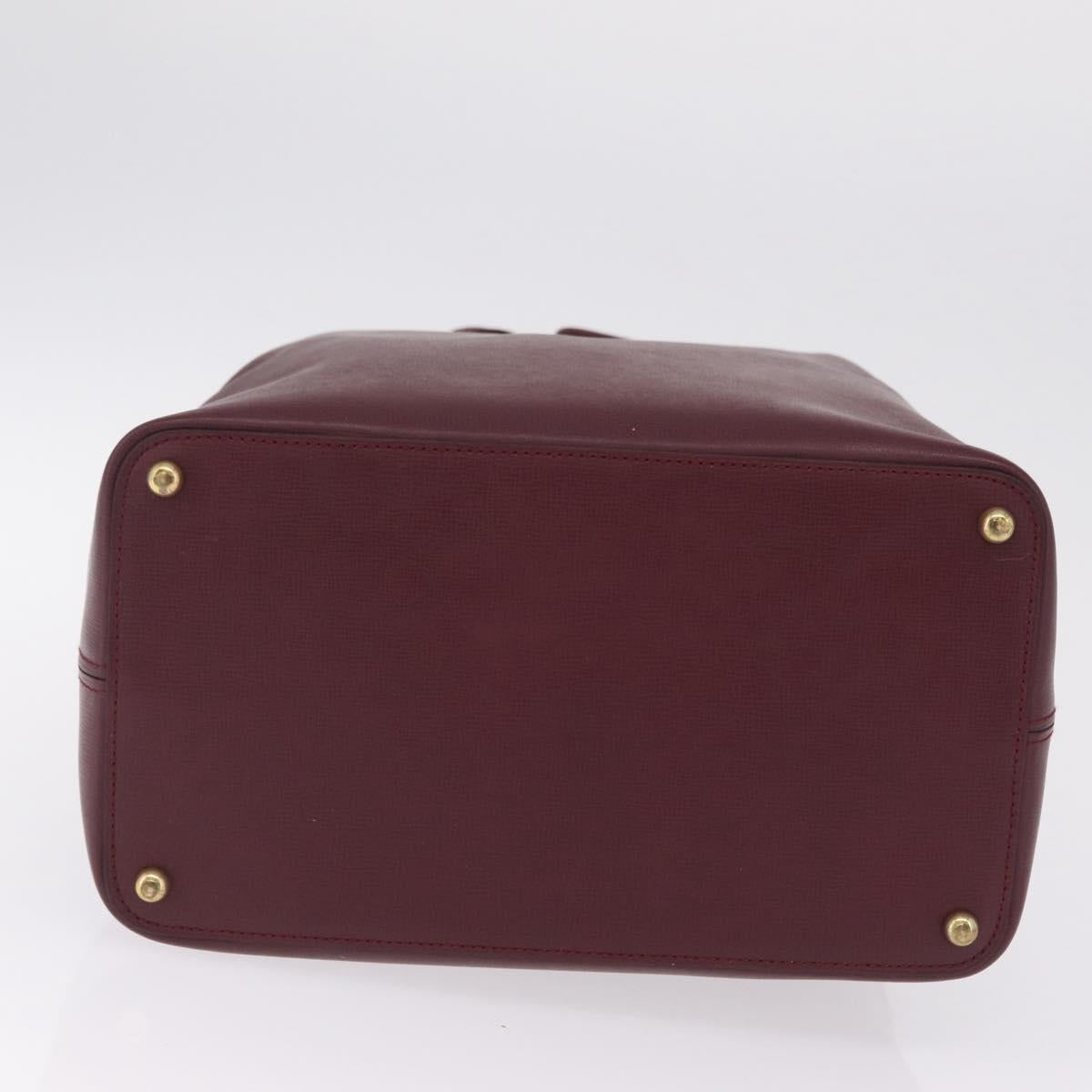 Cartier Shoulder Bag Leather Bordeaux Gold Auth 211879
