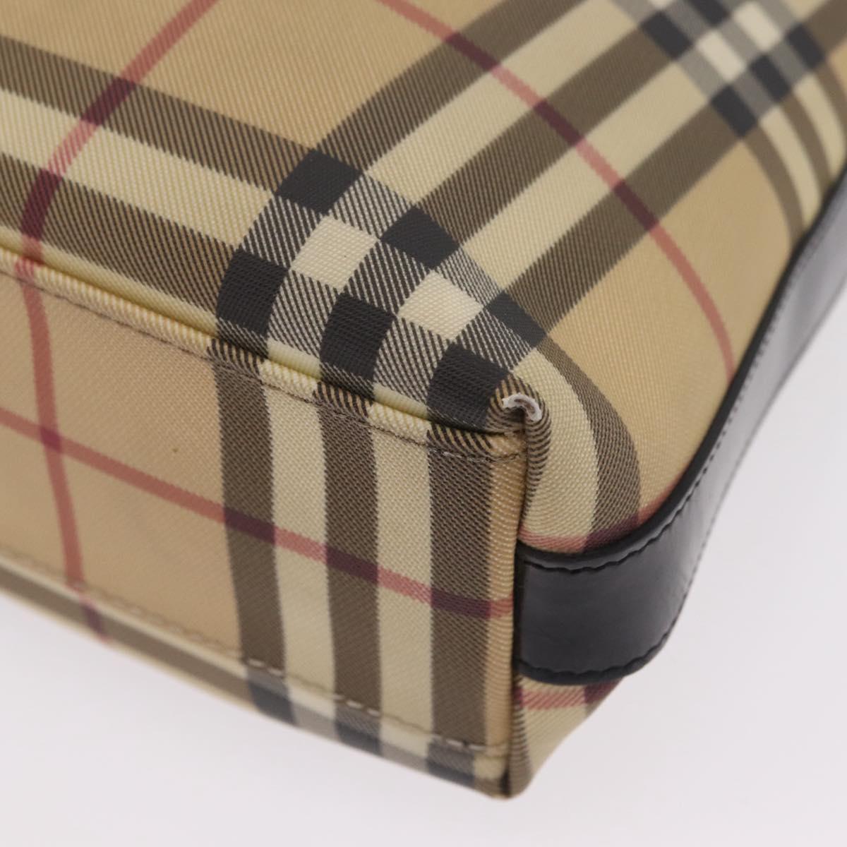 BURBERRY Nova Check Shoulder Bag PVC Beige Silver Auth 211881A