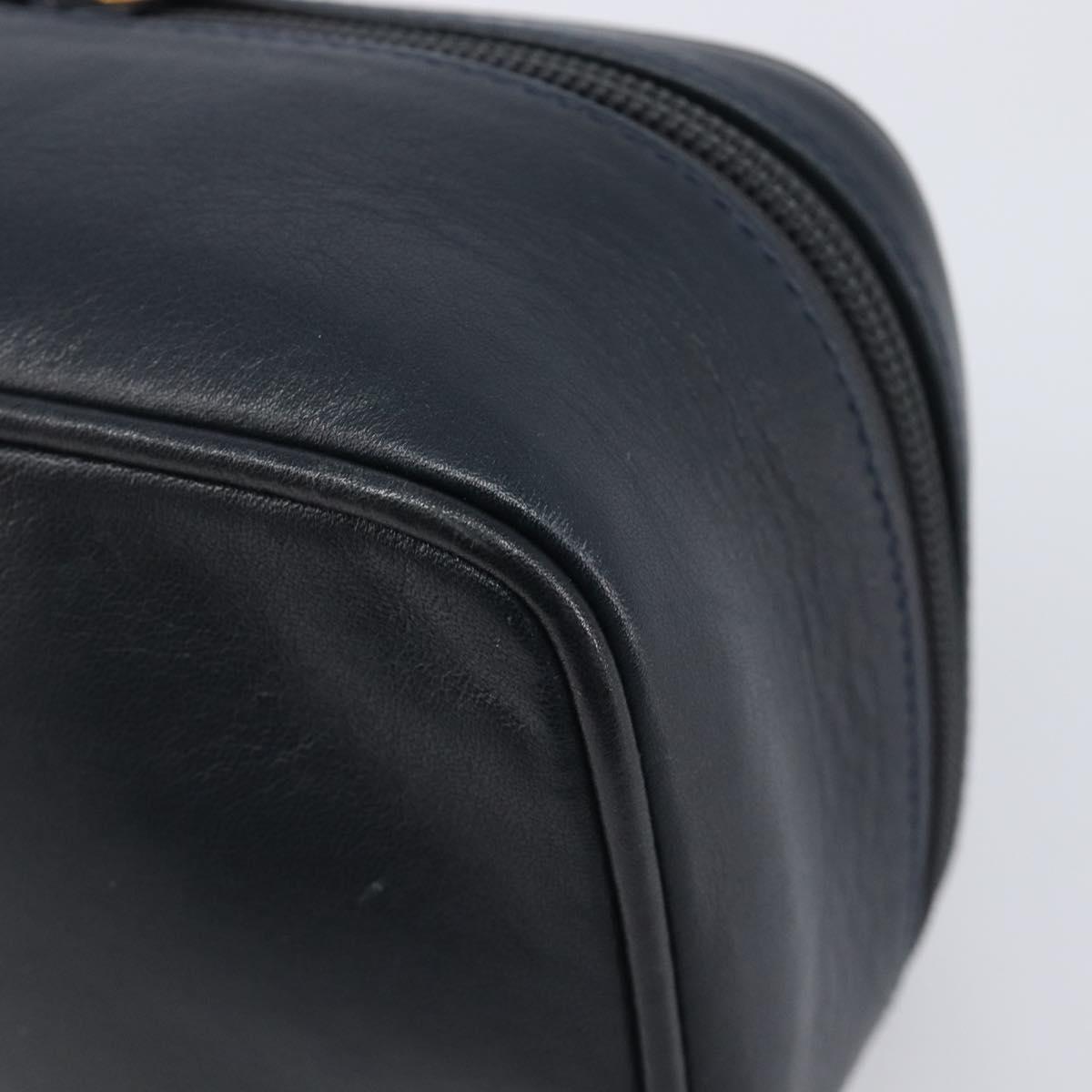 GUCCI Horsebit Vanity Leather Navy Gold 032 106 0141 Auth 211884A