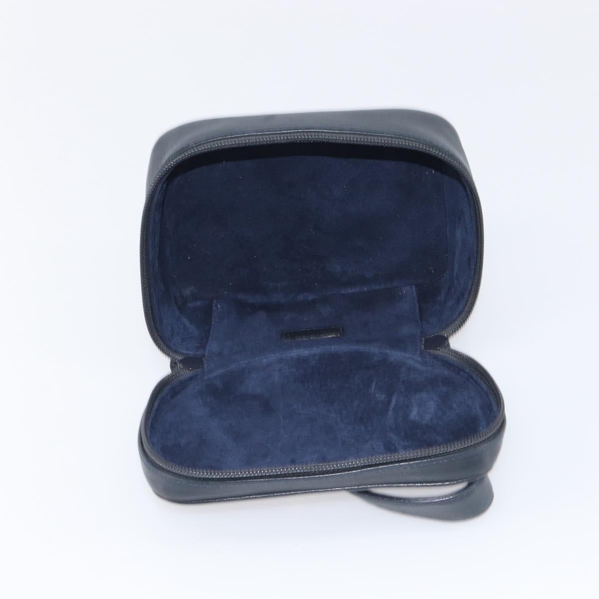 GUCCI Horsebit Vanity Leather Navy Gold 032 106 0141 Auth 211884A