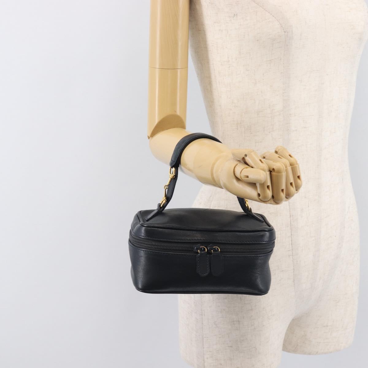 GUCCI Horsebit Vanity Leather Navy Gold 032 106 0141 Auth 211884A